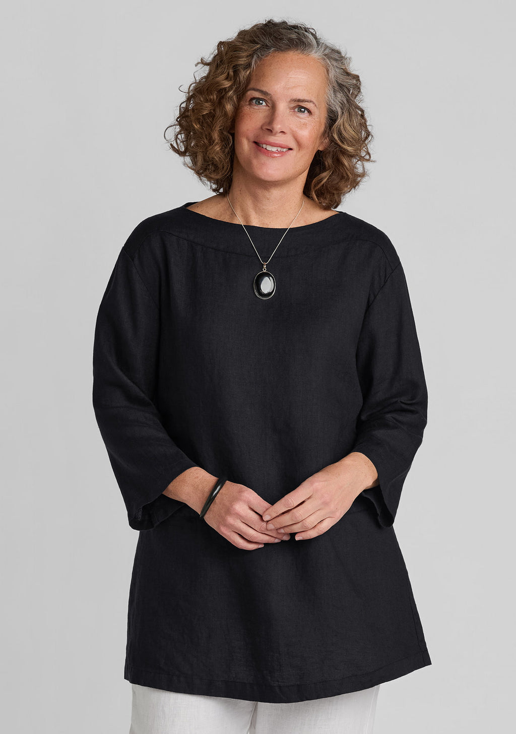 mod tunic linen shirt black