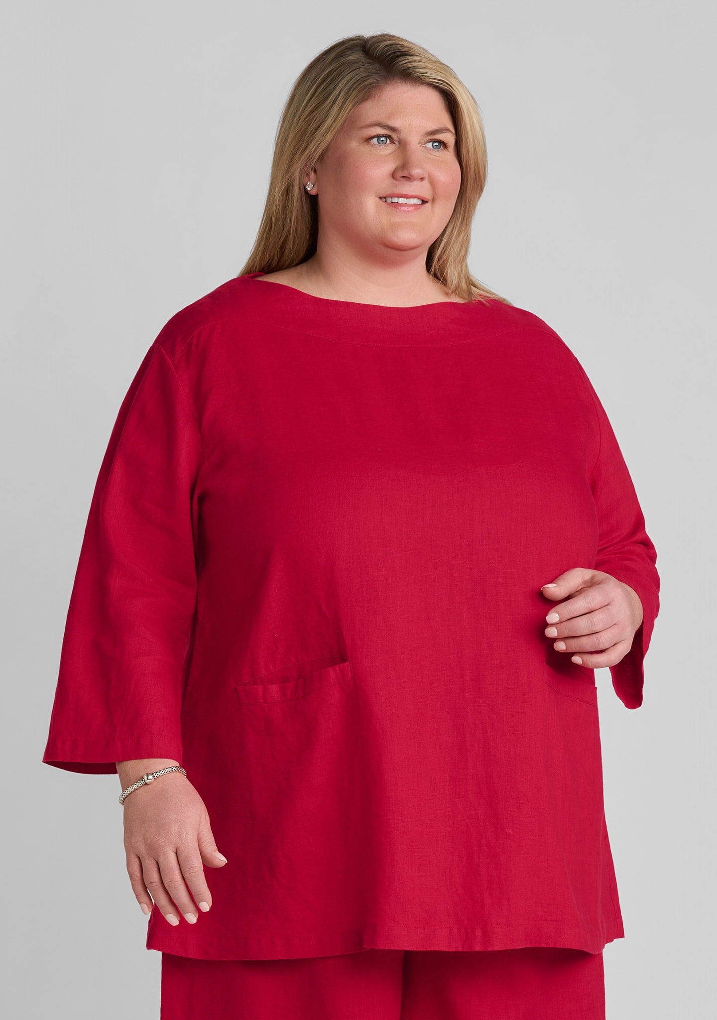 mod tunic linen shirt red