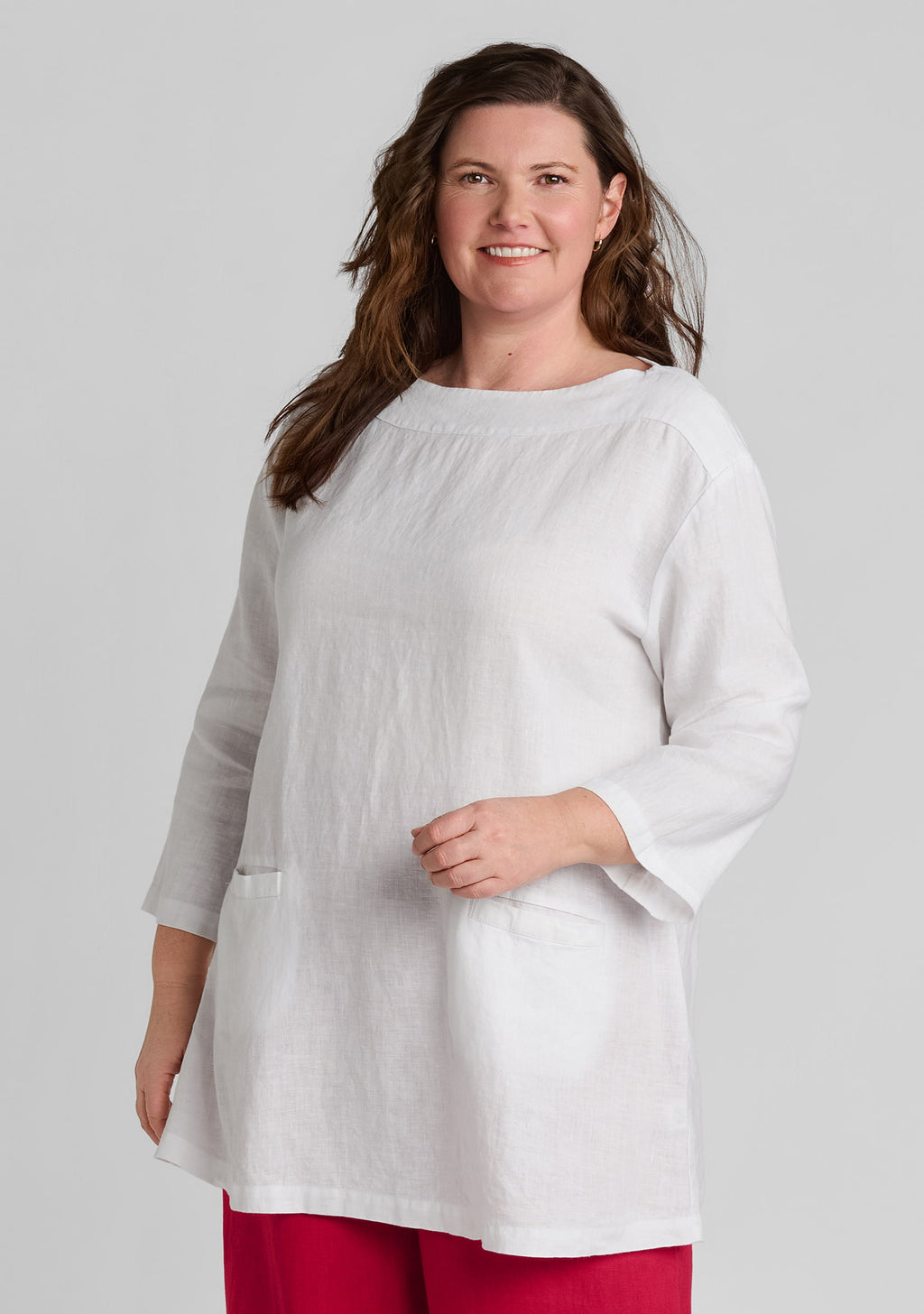 mod tunic linen shirt white