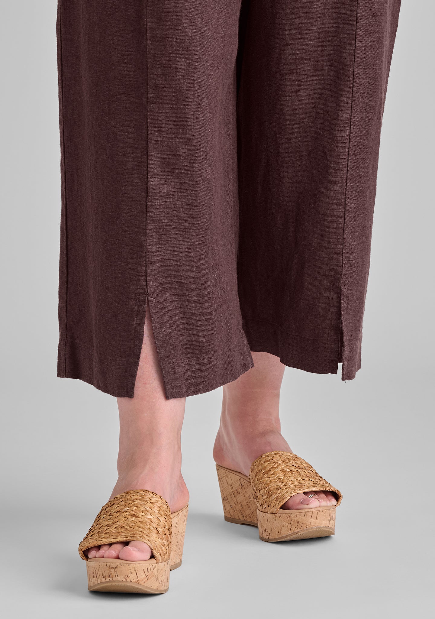 modern flood linen pants with elastic waist details