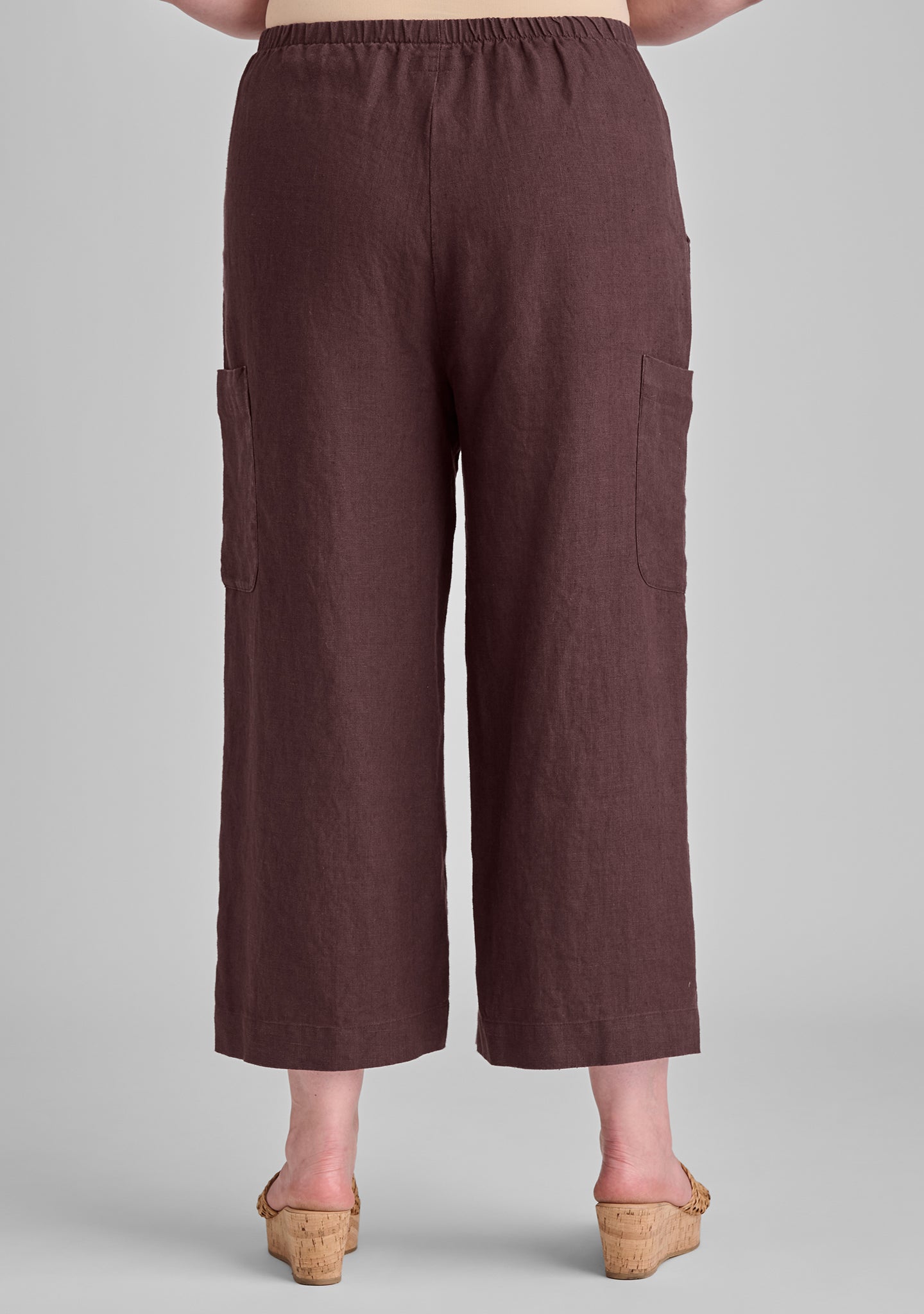 modern flood linen pants with elastic waist details