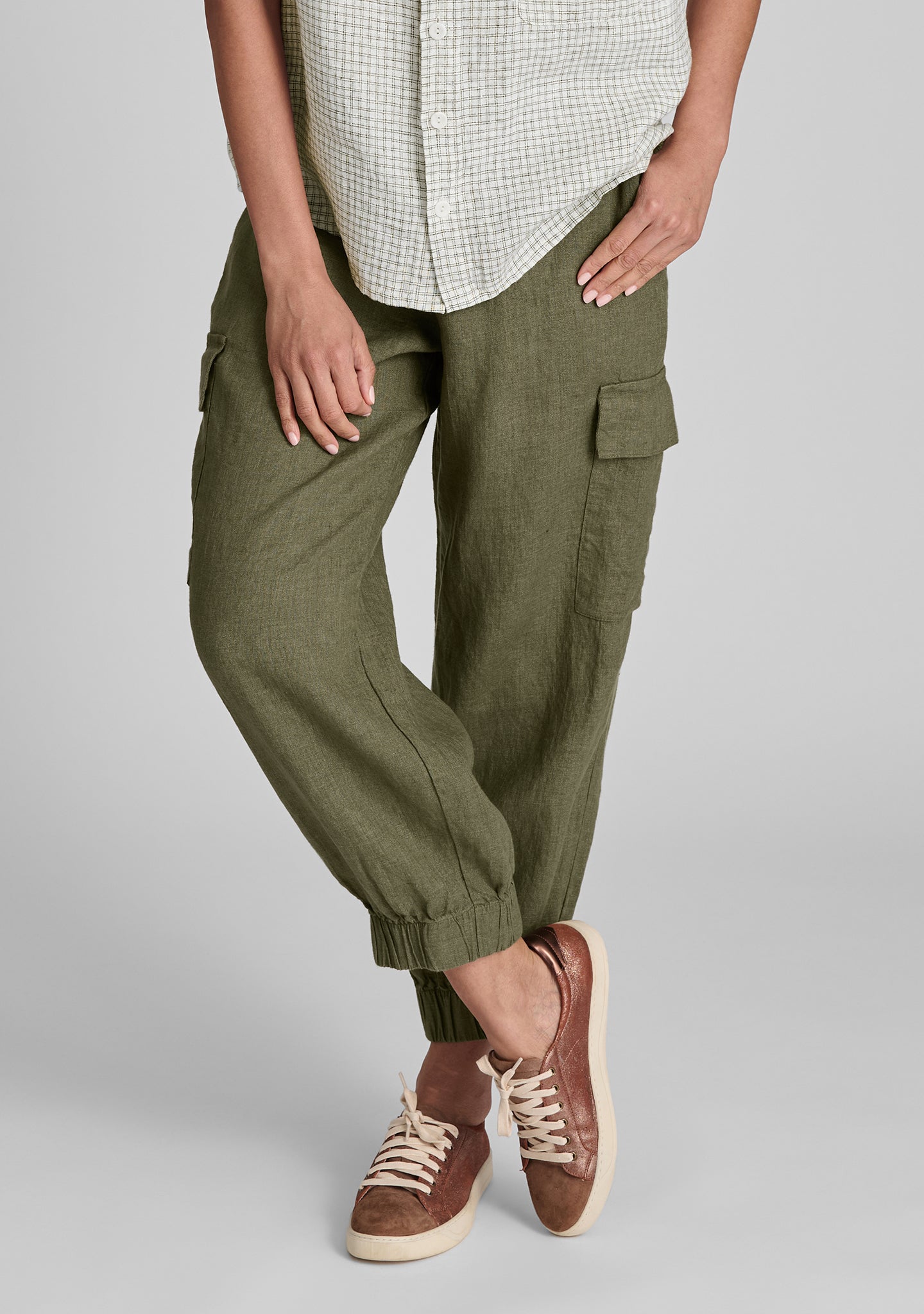 nifty pant linen drawstring pants green