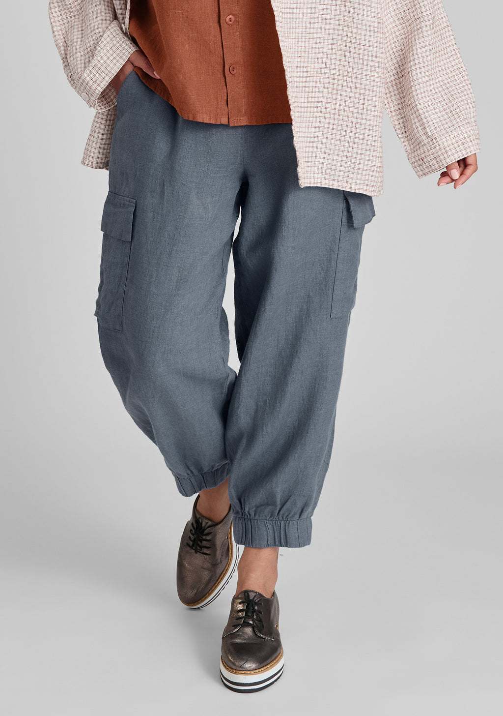 nifty pant linen drawstring pants blue