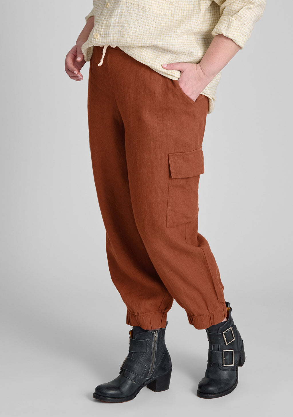 nifty pant linen drawstring pants red