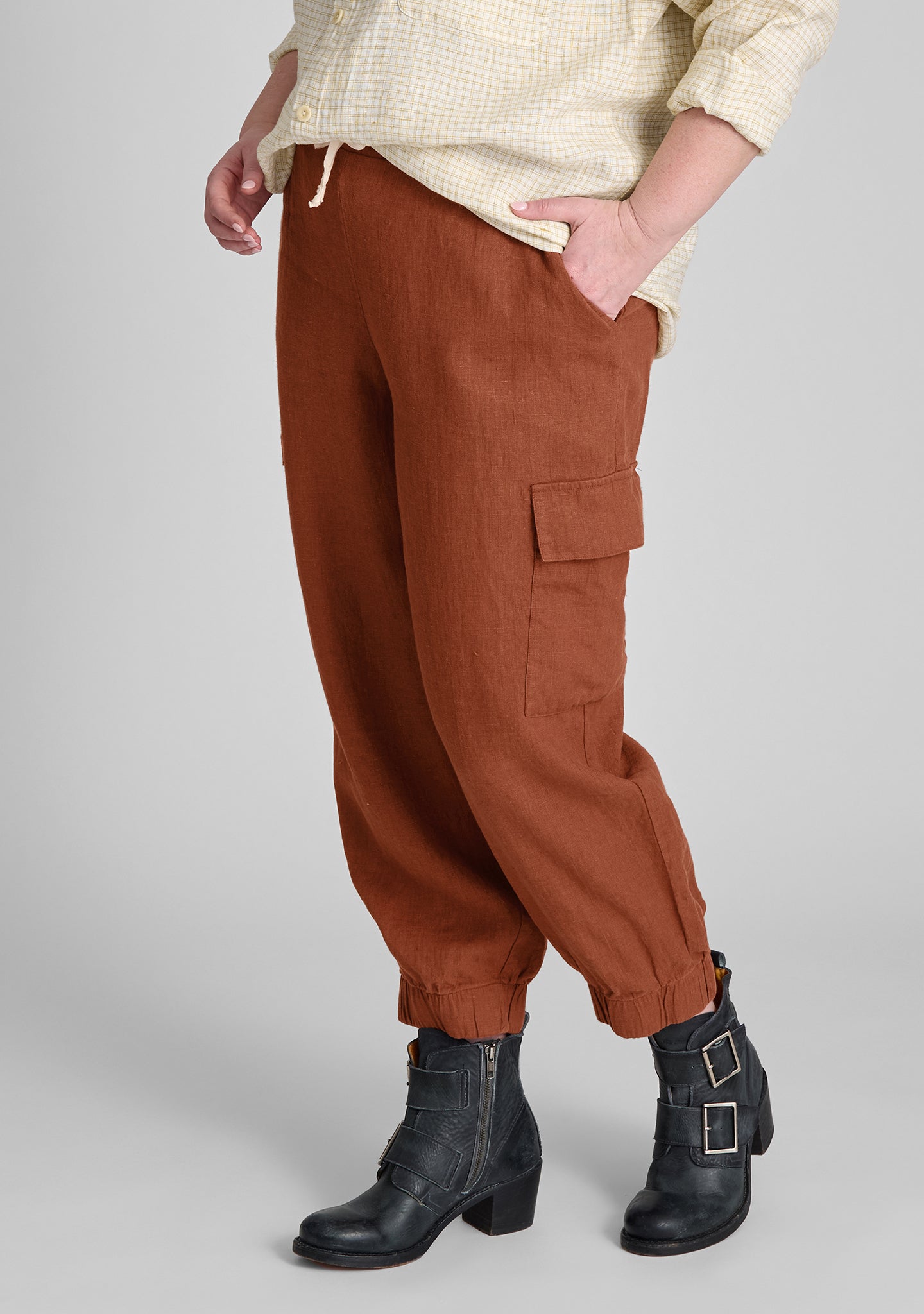 nifty pant linen drawstring pants red