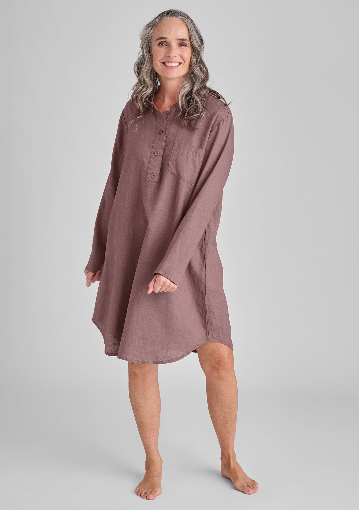 nightshirt linen dress purple