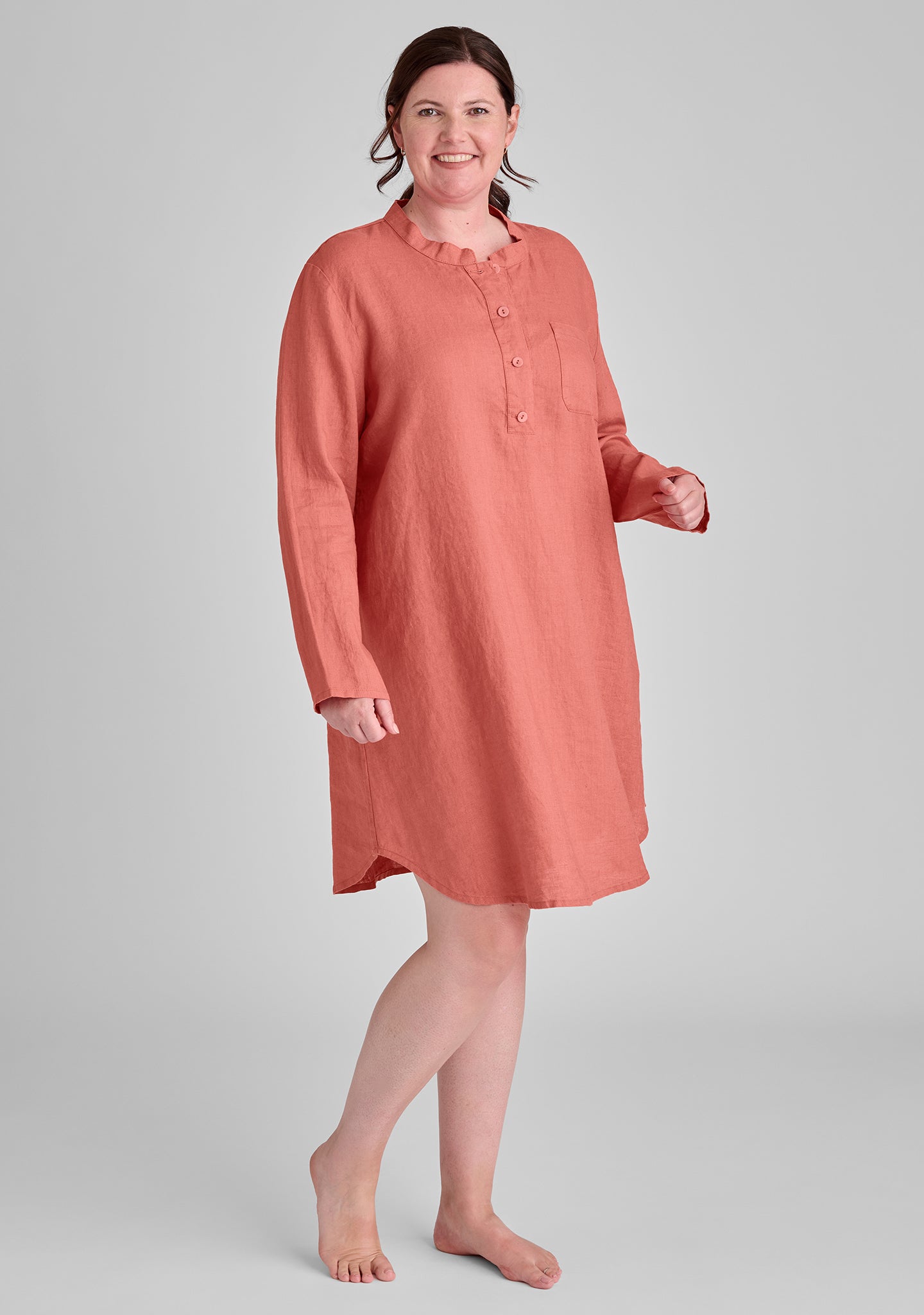 nightshirt linen dress pink