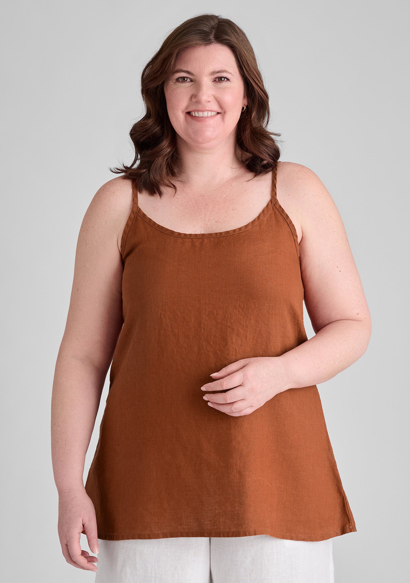 Nighttime Cami - Linen Tank Top - FINAL SALE - Canyon