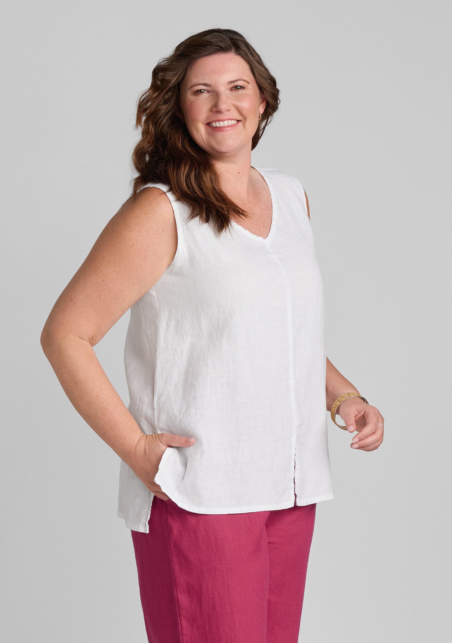 Open Tank - Linen Tank Top - White