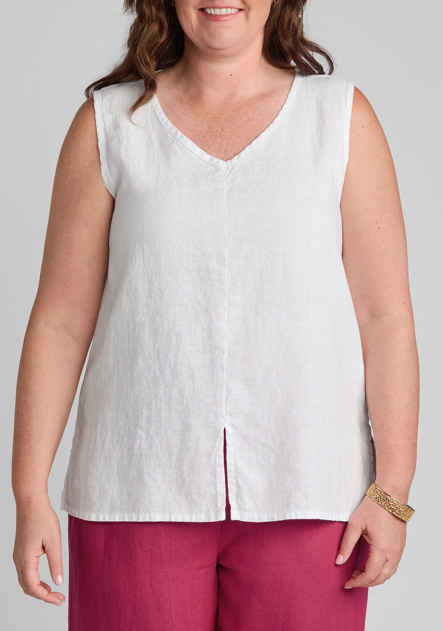 open tank linen tank top details