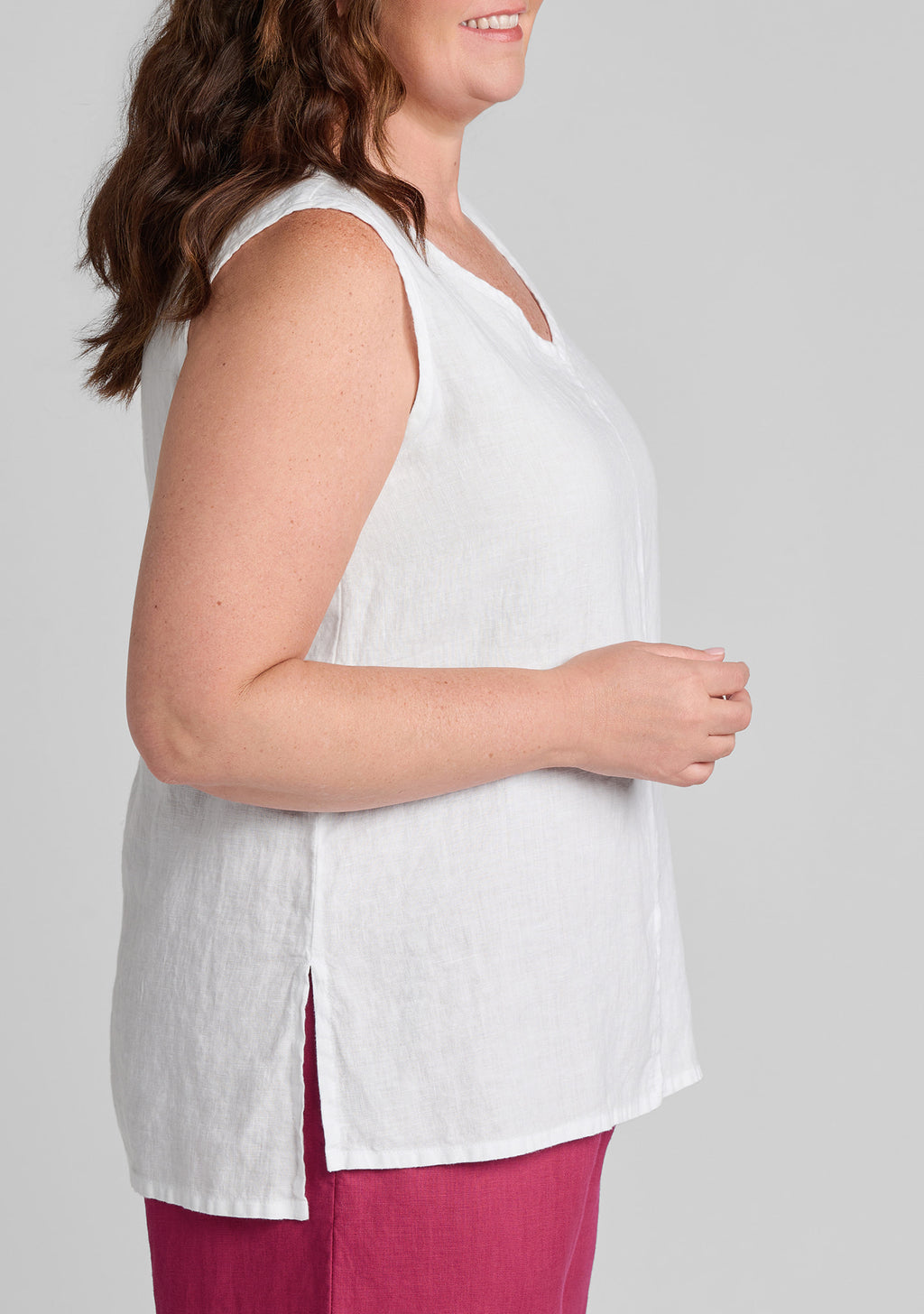 open tank linen tank top details