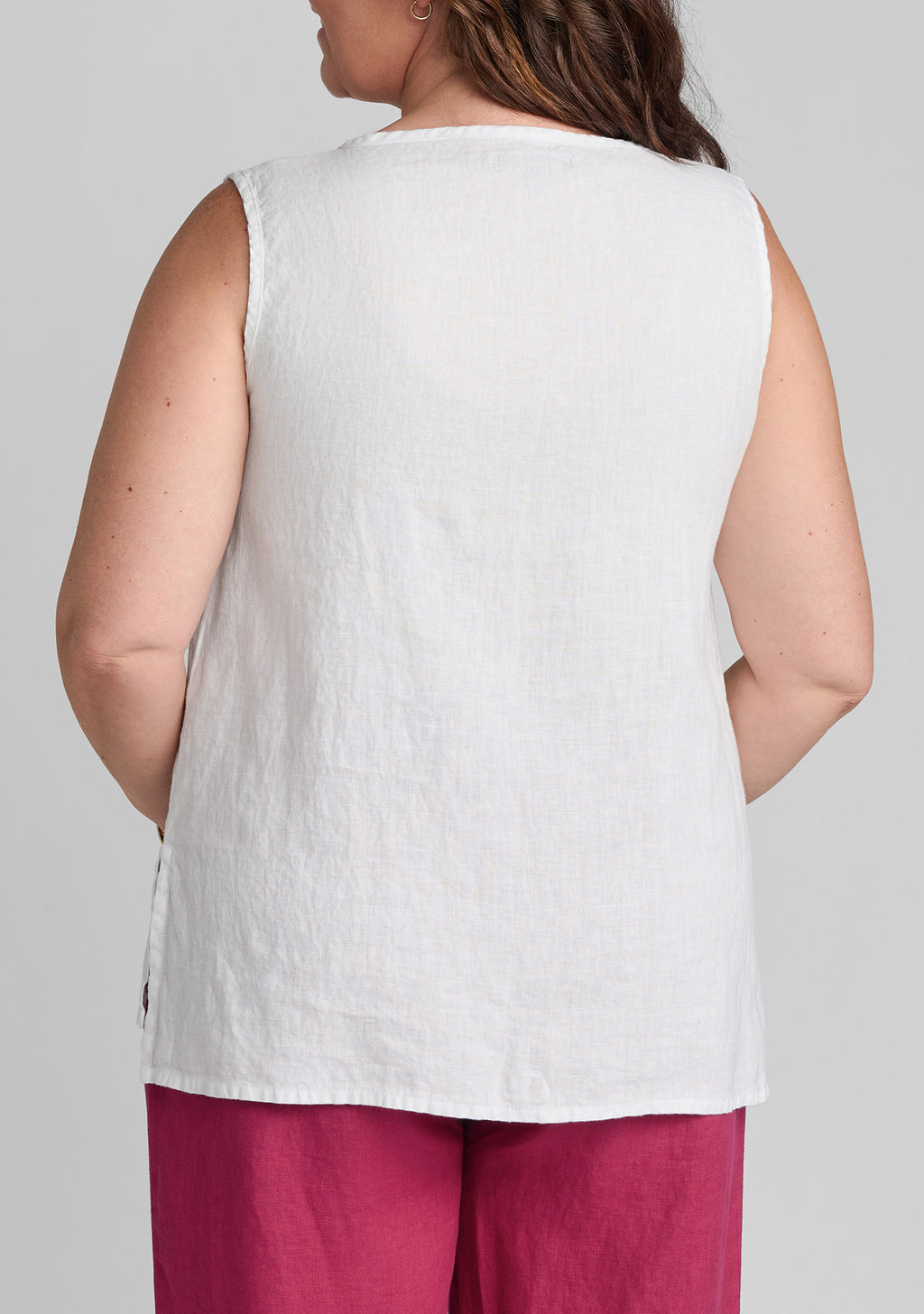 open tank linen tank top details
