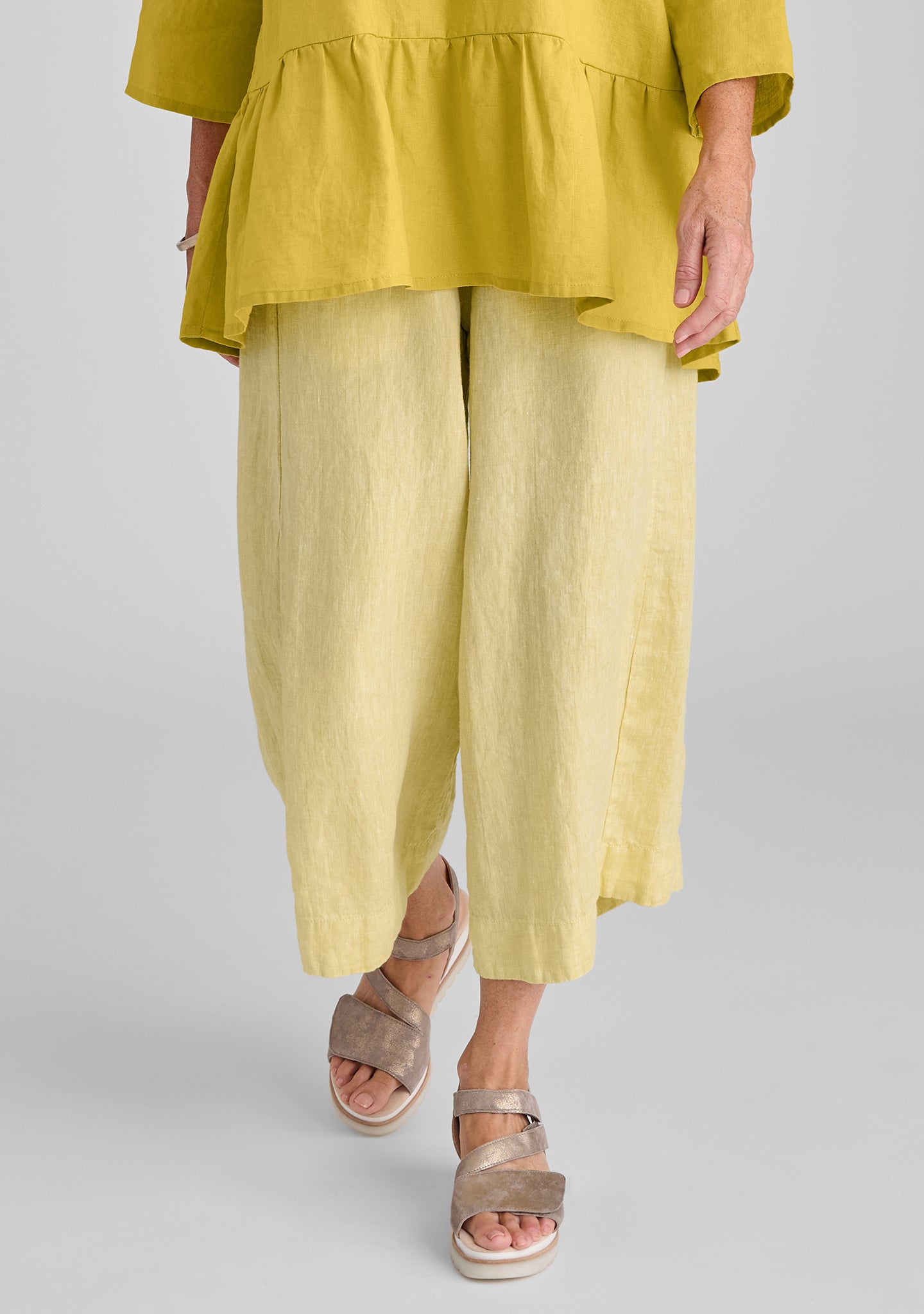 Panel Pant - Linen Pants With Elastic Waist - FINAL SALE - Citrine Yarn Dye