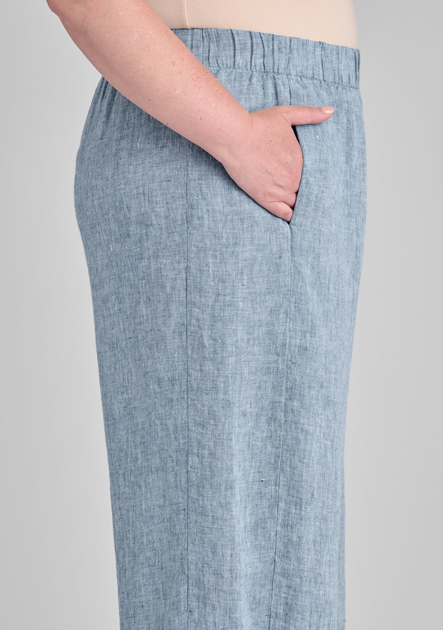 panel pants linen pants with elastic waist details