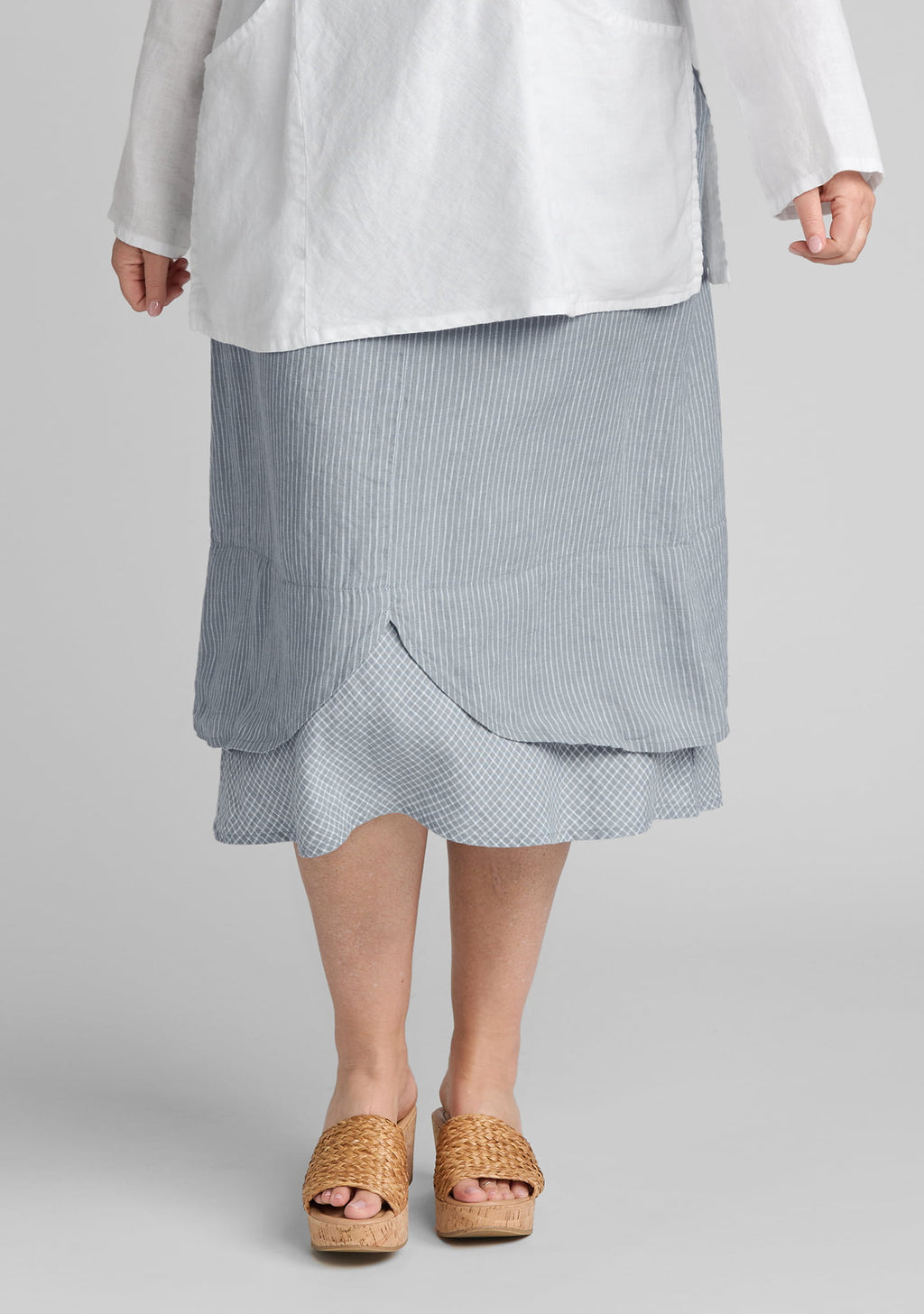 pedal skirt linen skirt blue