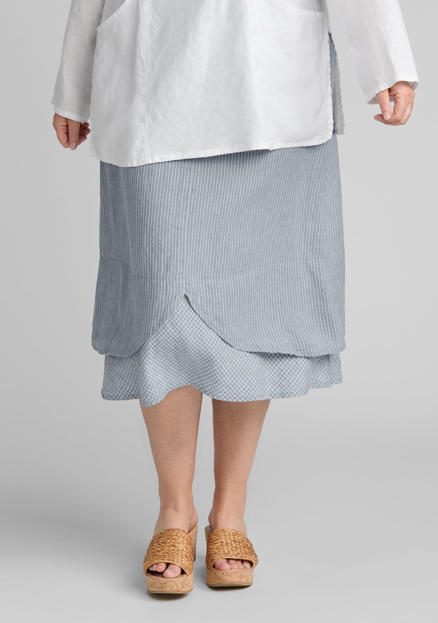 pedal skirt linen skirt blue