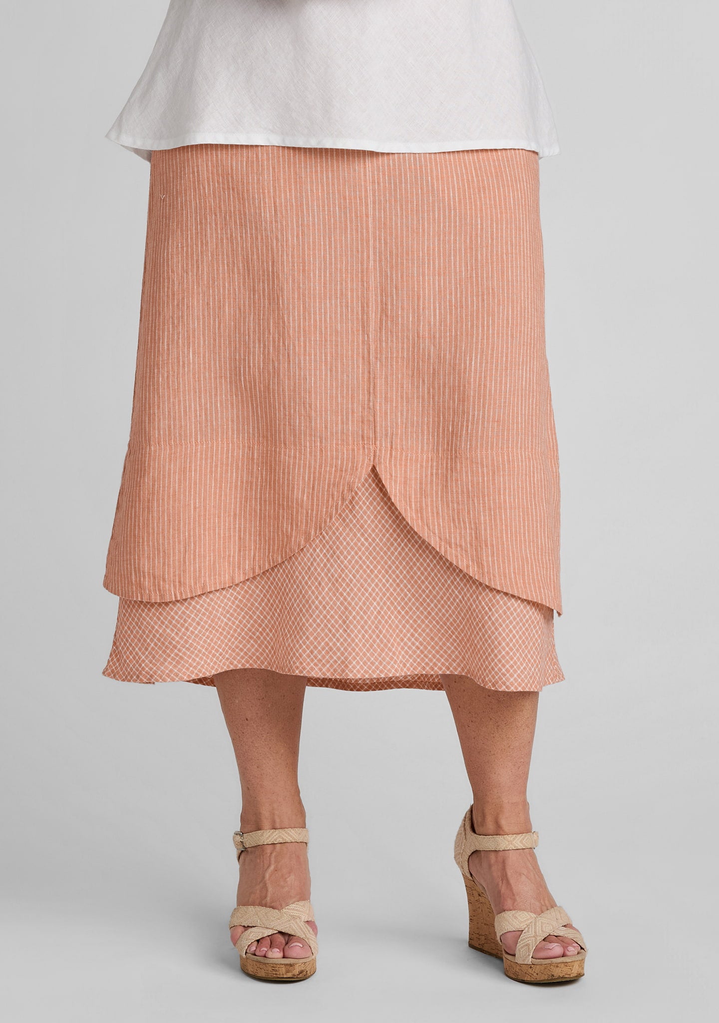 Pedal Skirt - Linen Skirt - Apricot Combo