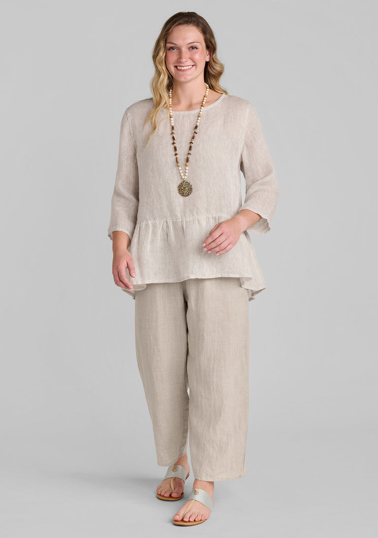 FLAX linen top in natural with linen pants in natural