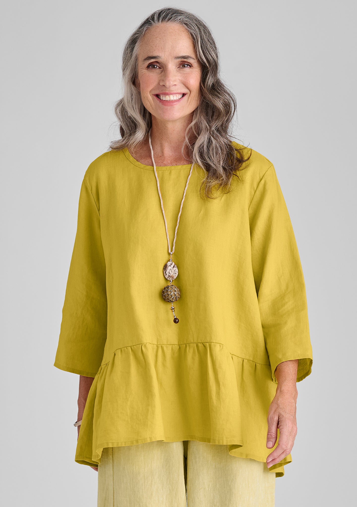 peplum tunic linen pullover yellow