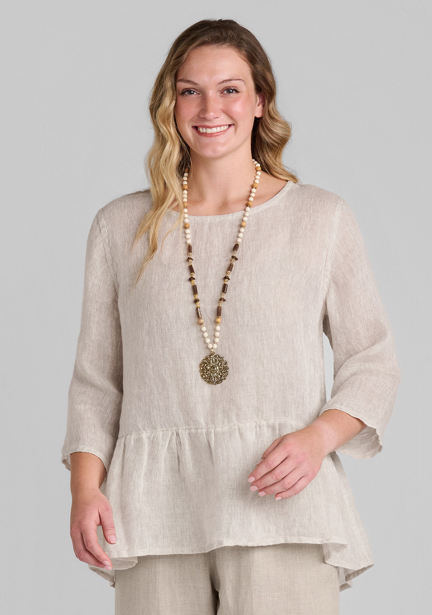 Peplum Tunic - Linen Top - Barley Gauze