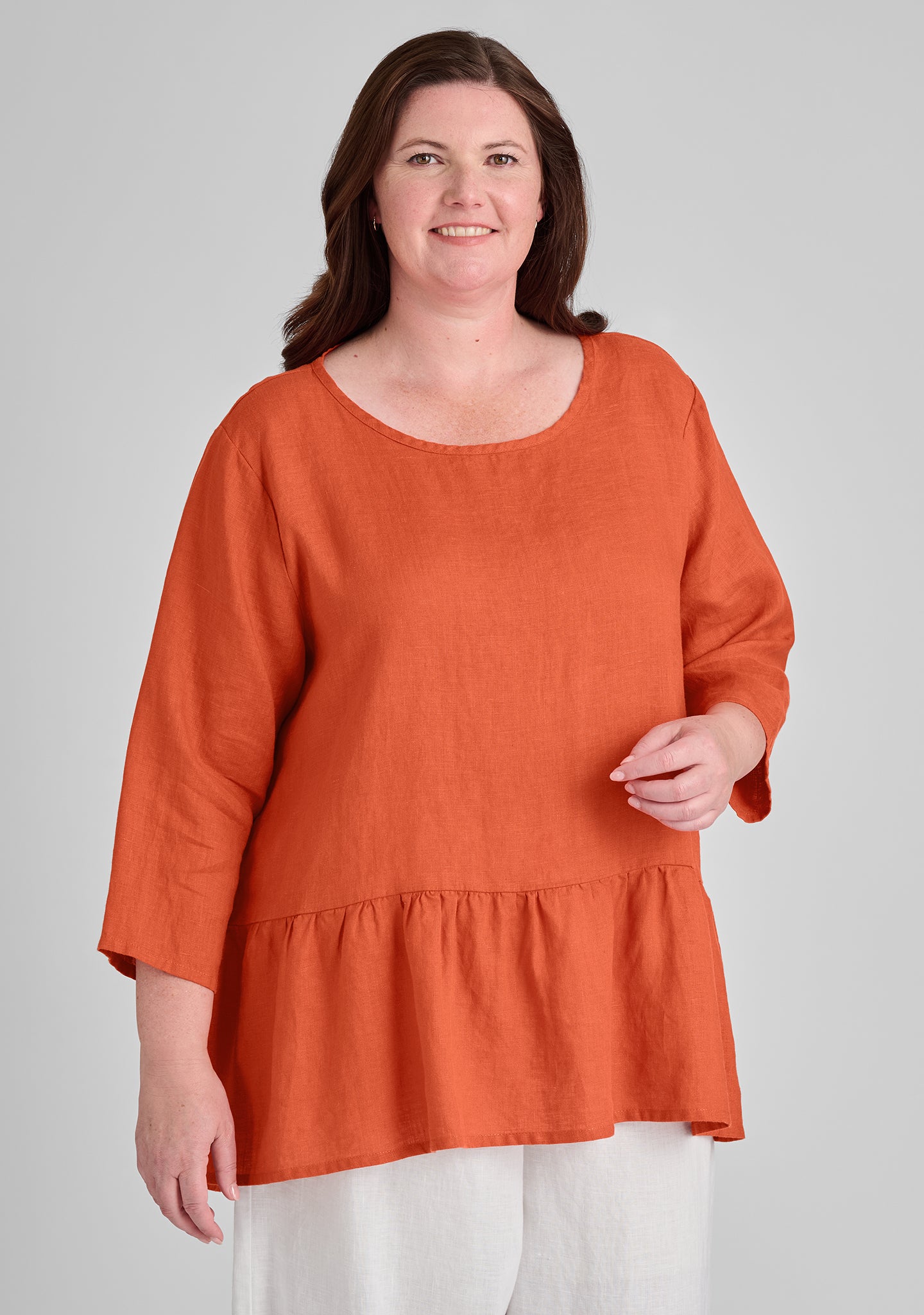 peplum tunic linen pullover orange