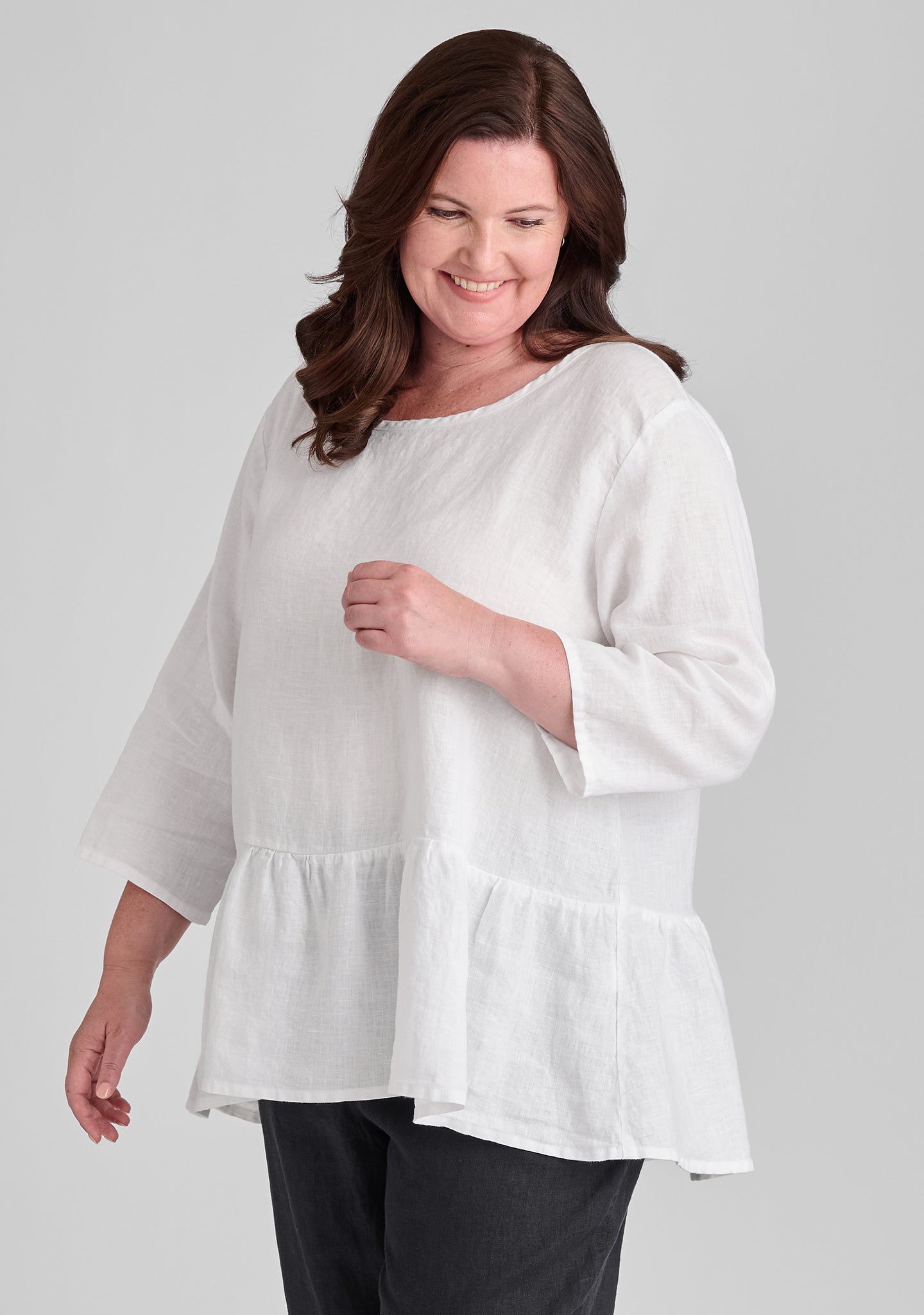 Peplum Tunic - Linen Pullover - FINAL SALE - White