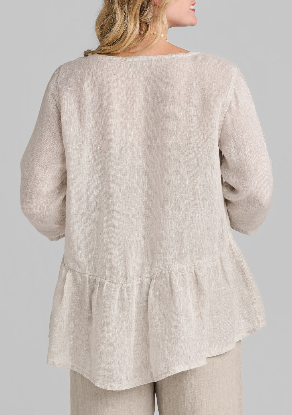 peplum tunic linen top details