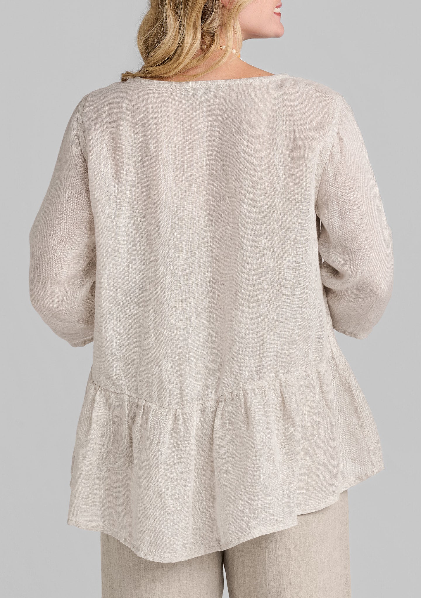 peplum tunic linen top details