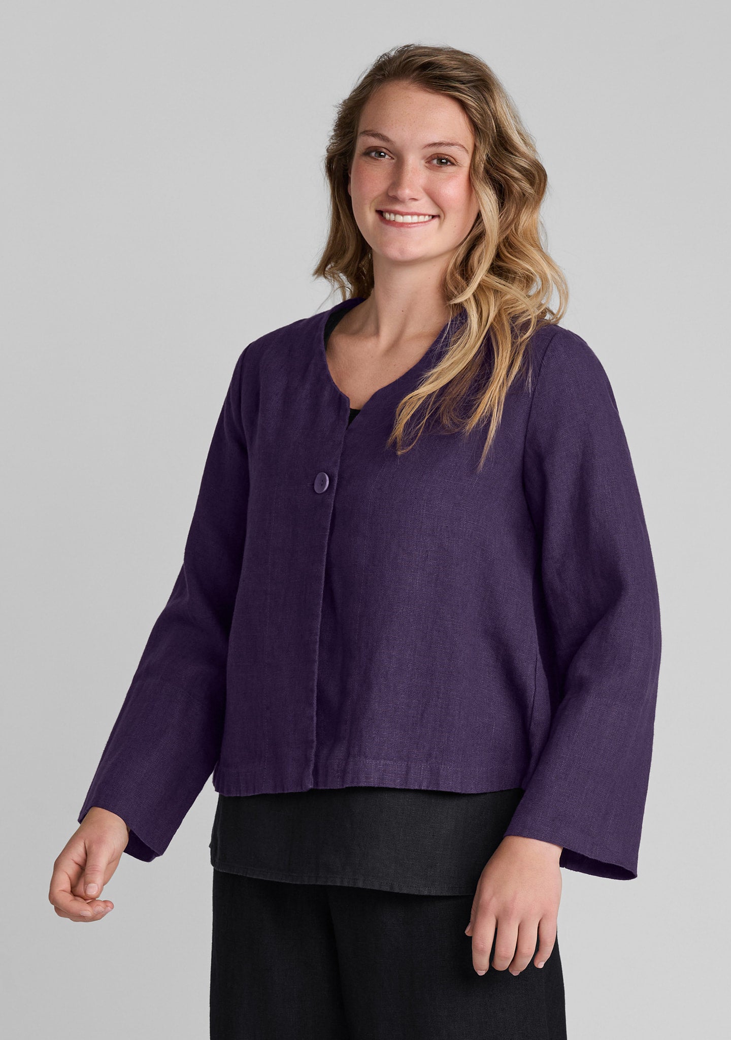 petal jacket linen jacket purple