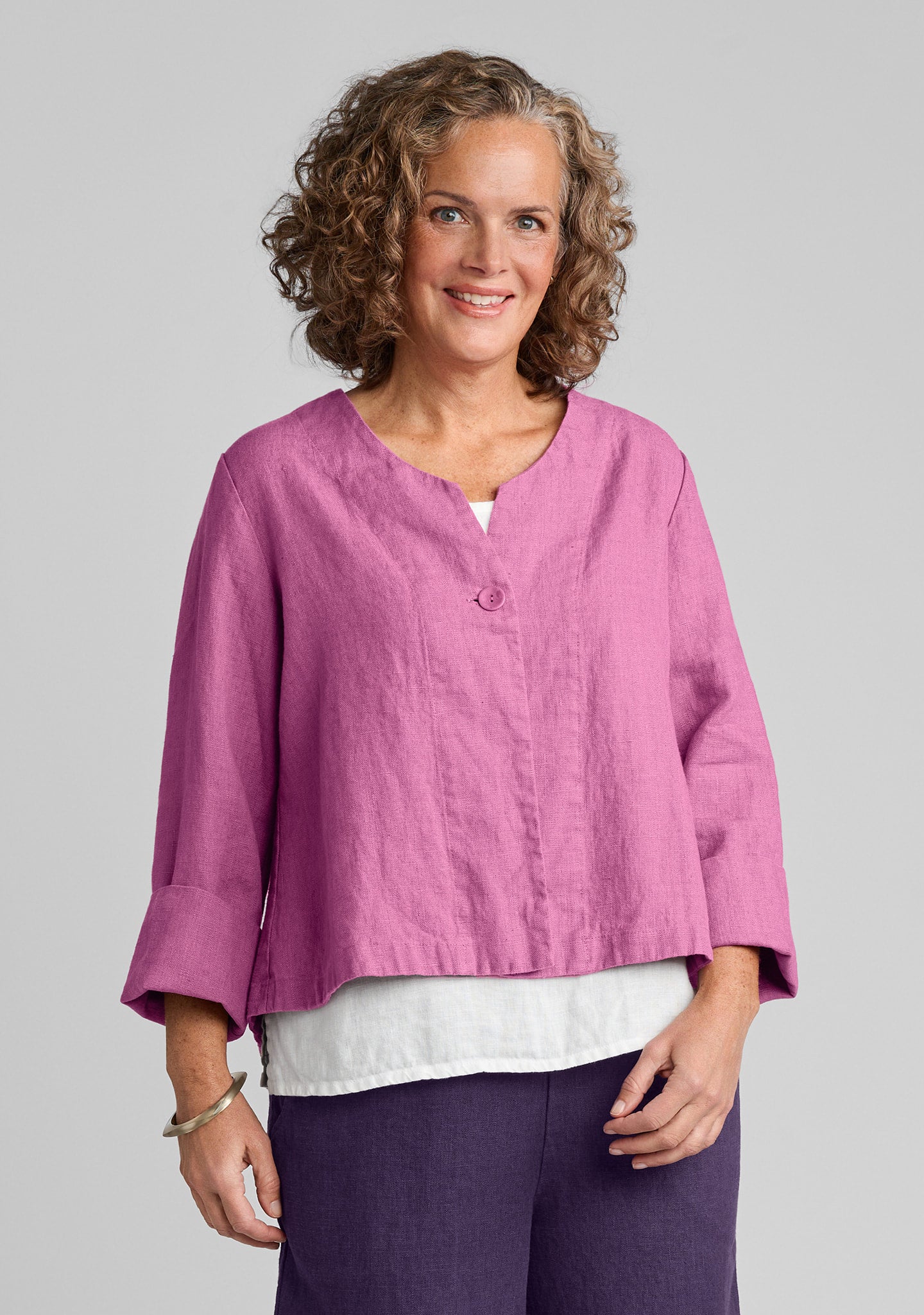 Petal Jacket - Linen Jacket - Berry