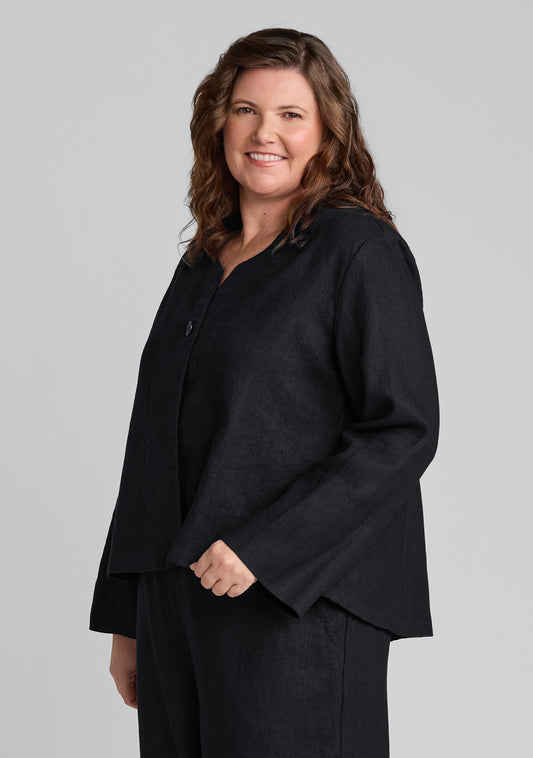 petal jacket linen jacket black