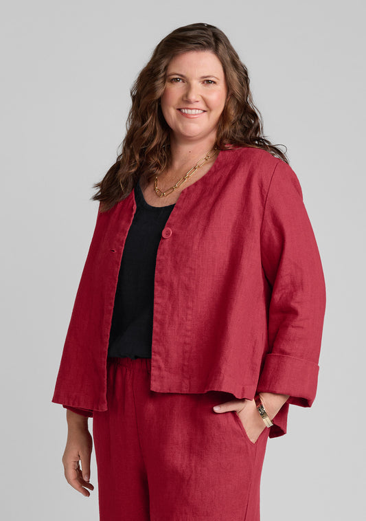 petal jacket linen jacket red