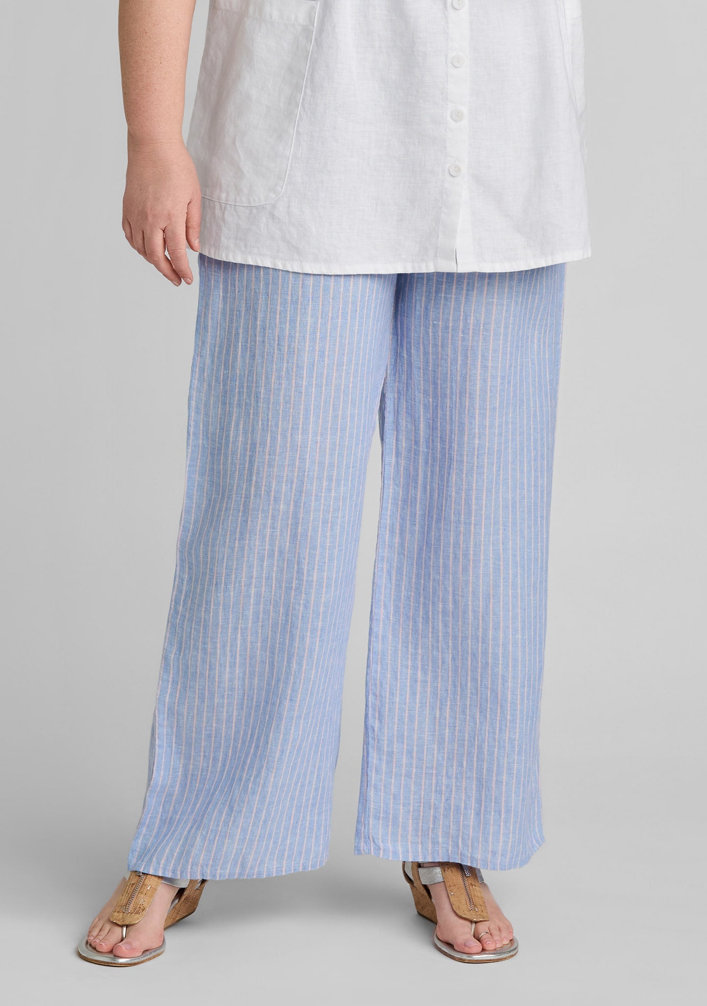 picnic pant wide leg linen pant blue
