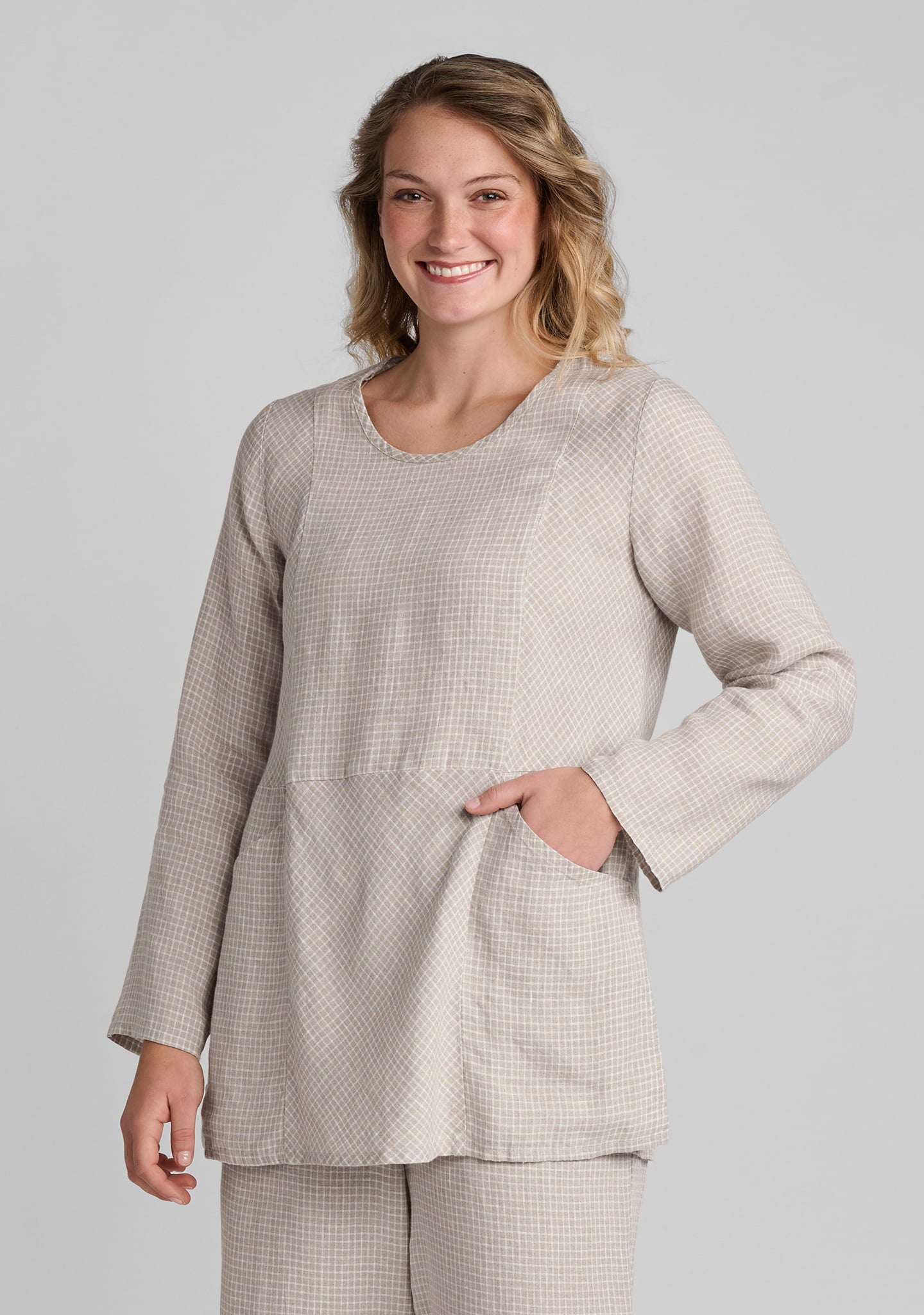 Picnic Shirt - Linen Pullover - Barley Gingham