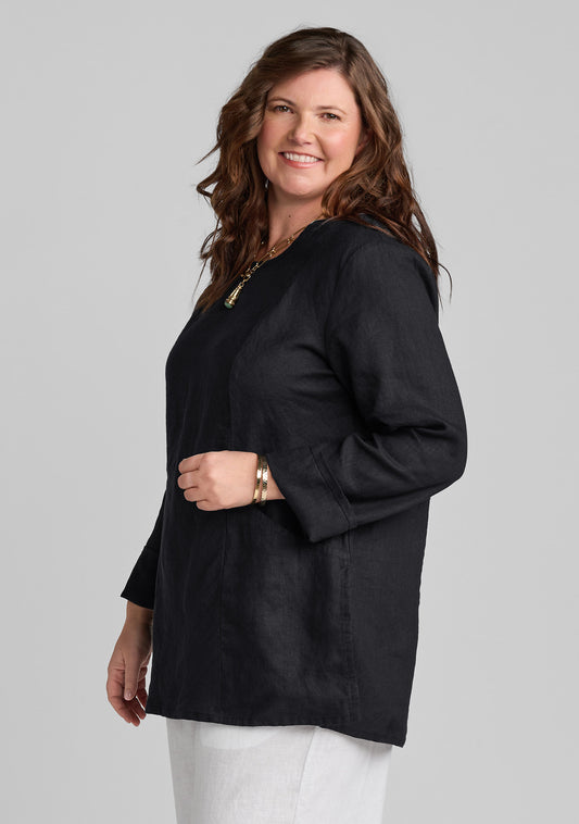 picnic shirt linen pullover black