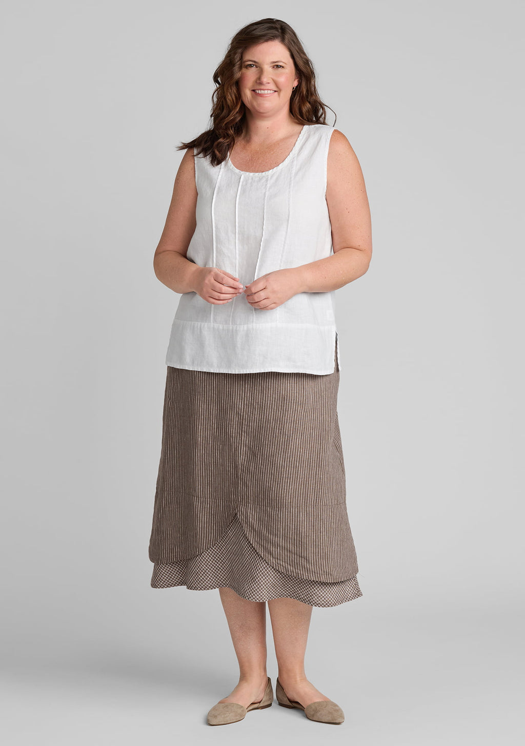 pintuck tank linen tank top details