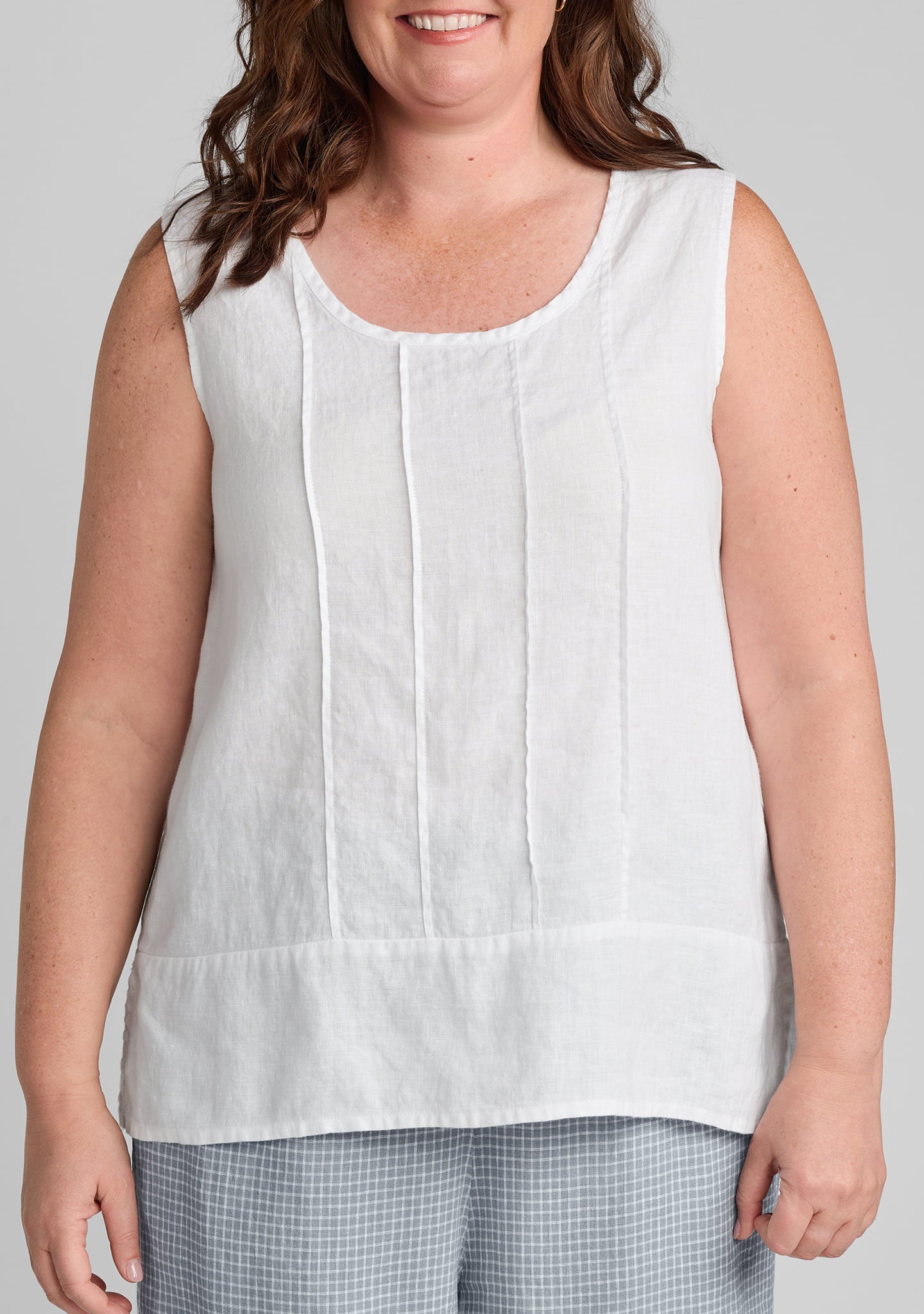 pintuck tank linen tank top details