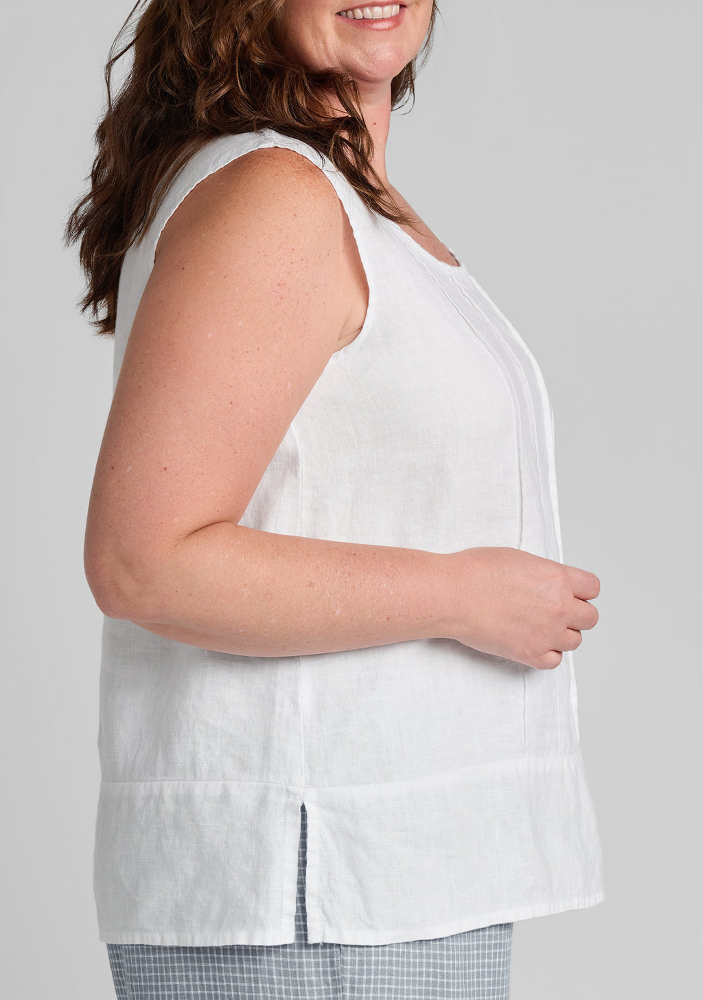 pintuck tank linen tank top details