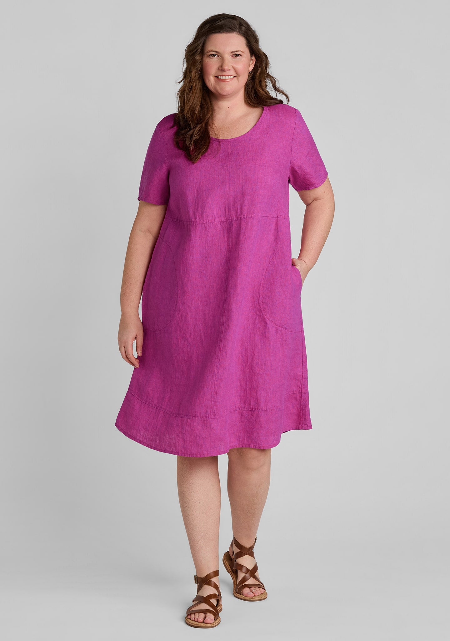 play date linen a line dress purple
