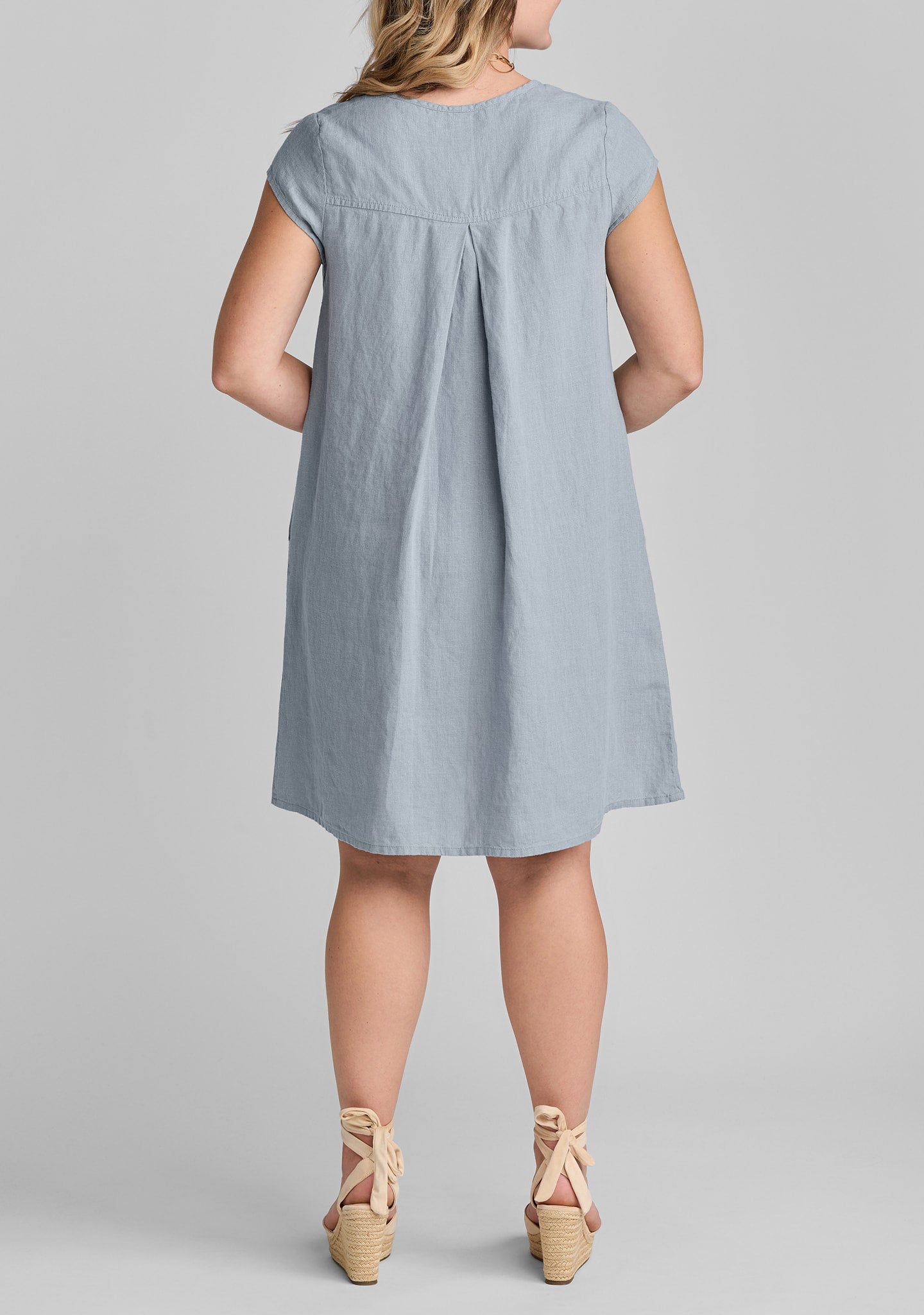 pleat back dress linen dress details