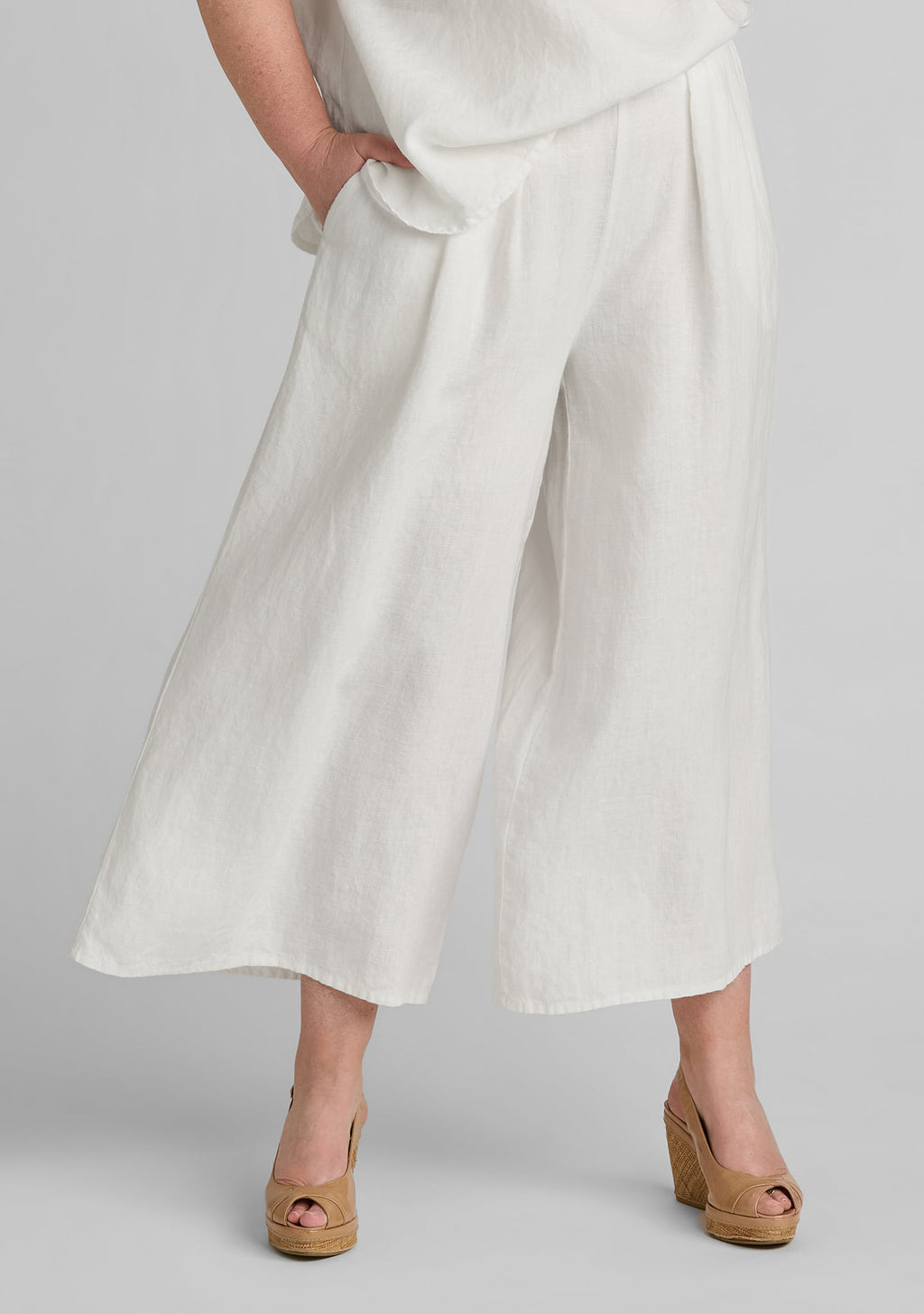 pleat pant wide leg linen pant white
