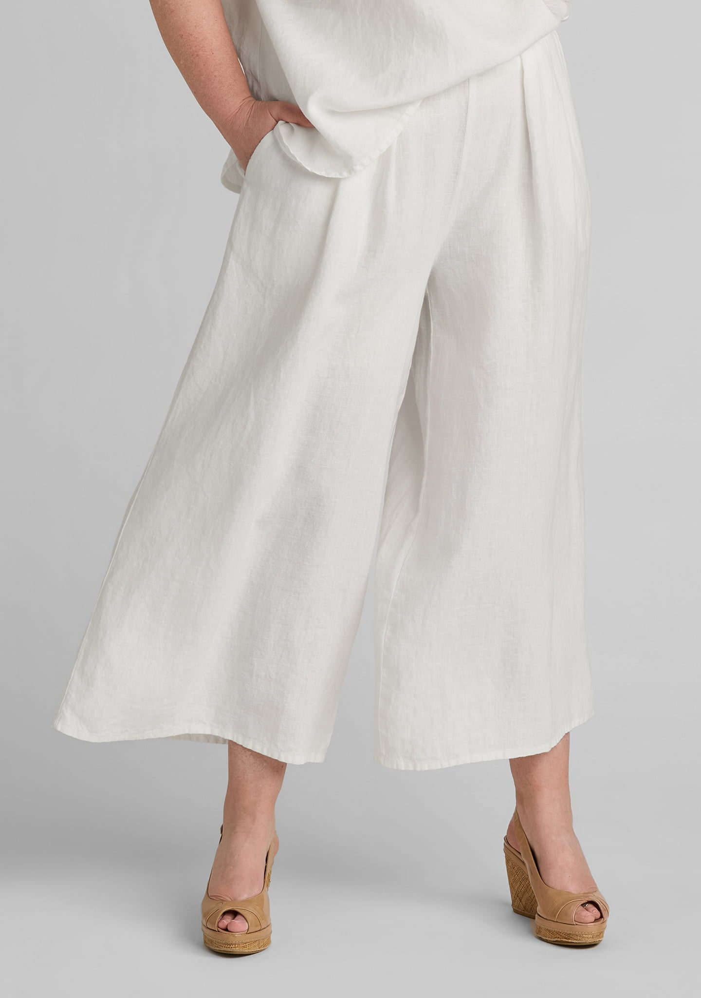 pleat pant wide leg linen pant white