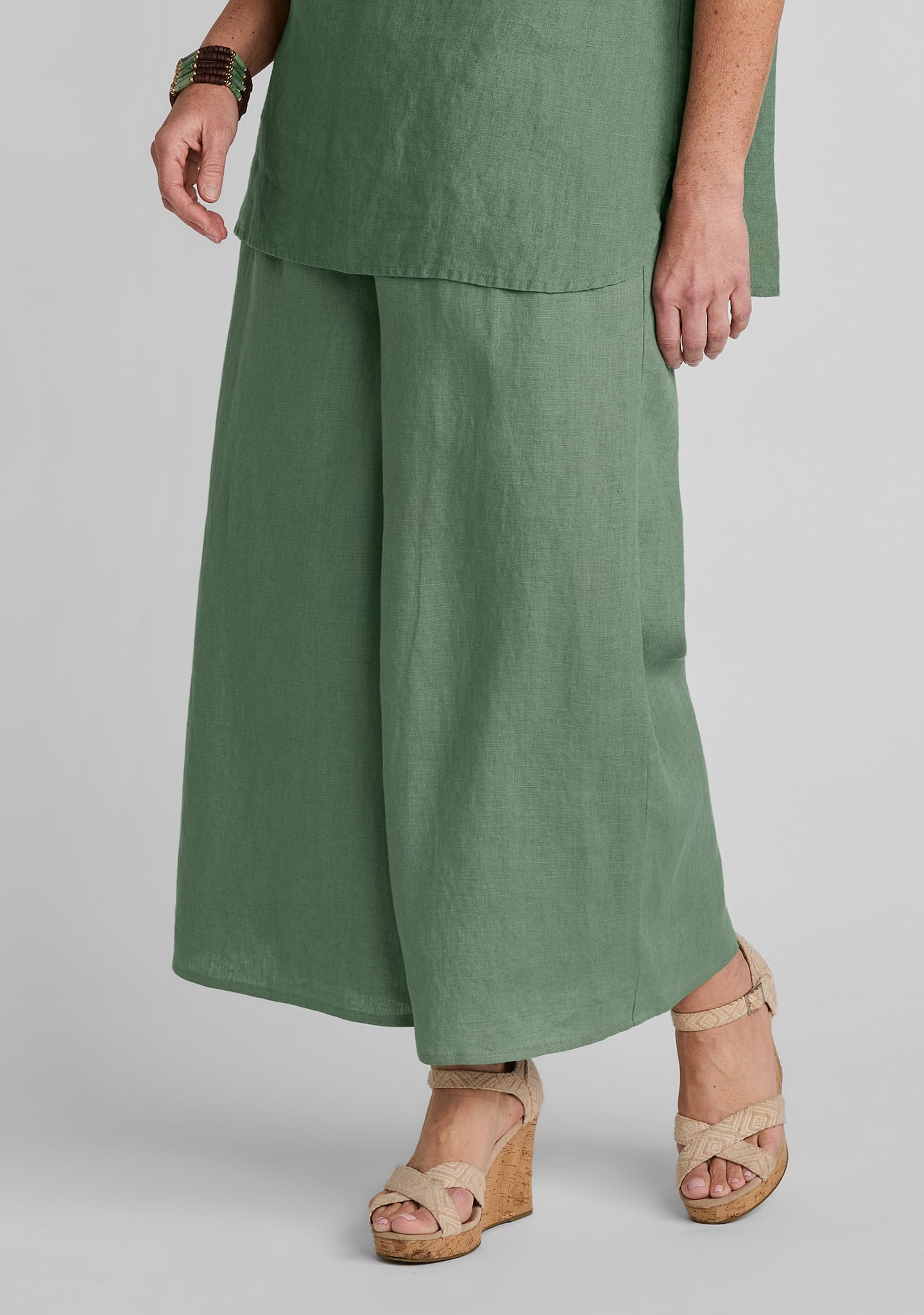 pleat pant wide leg linen pant green