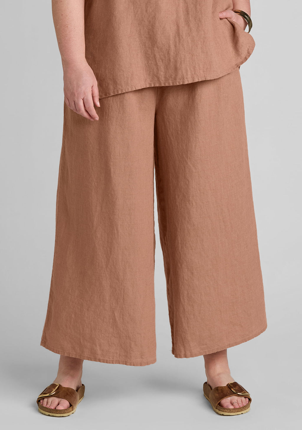 pleat pant wide leg linen pant brown