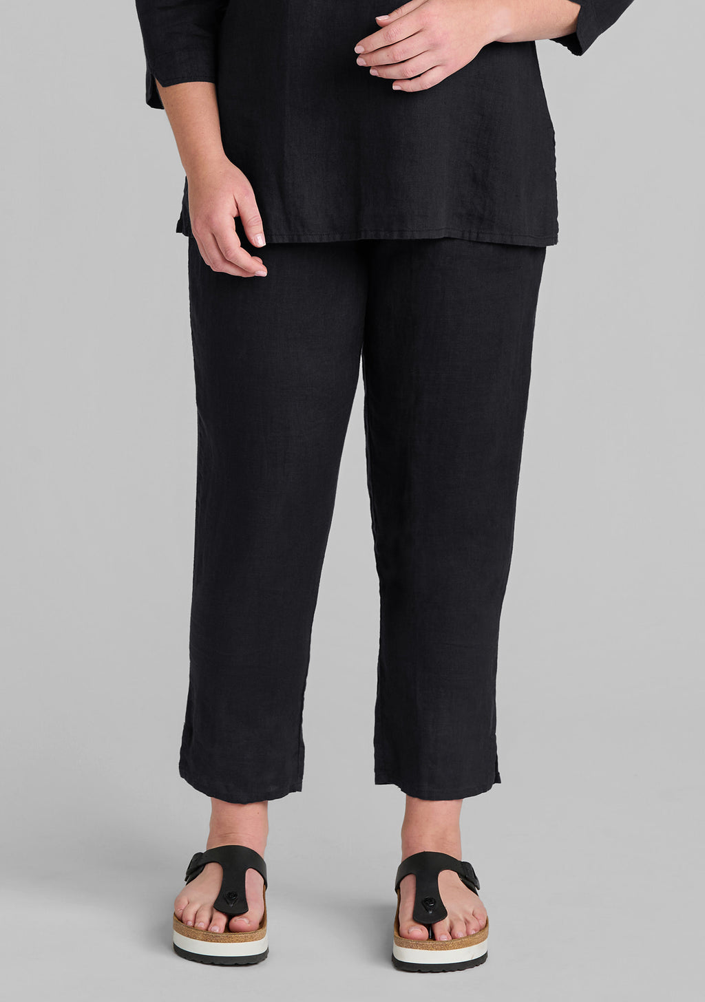 pocketed ankle pants linen pants black