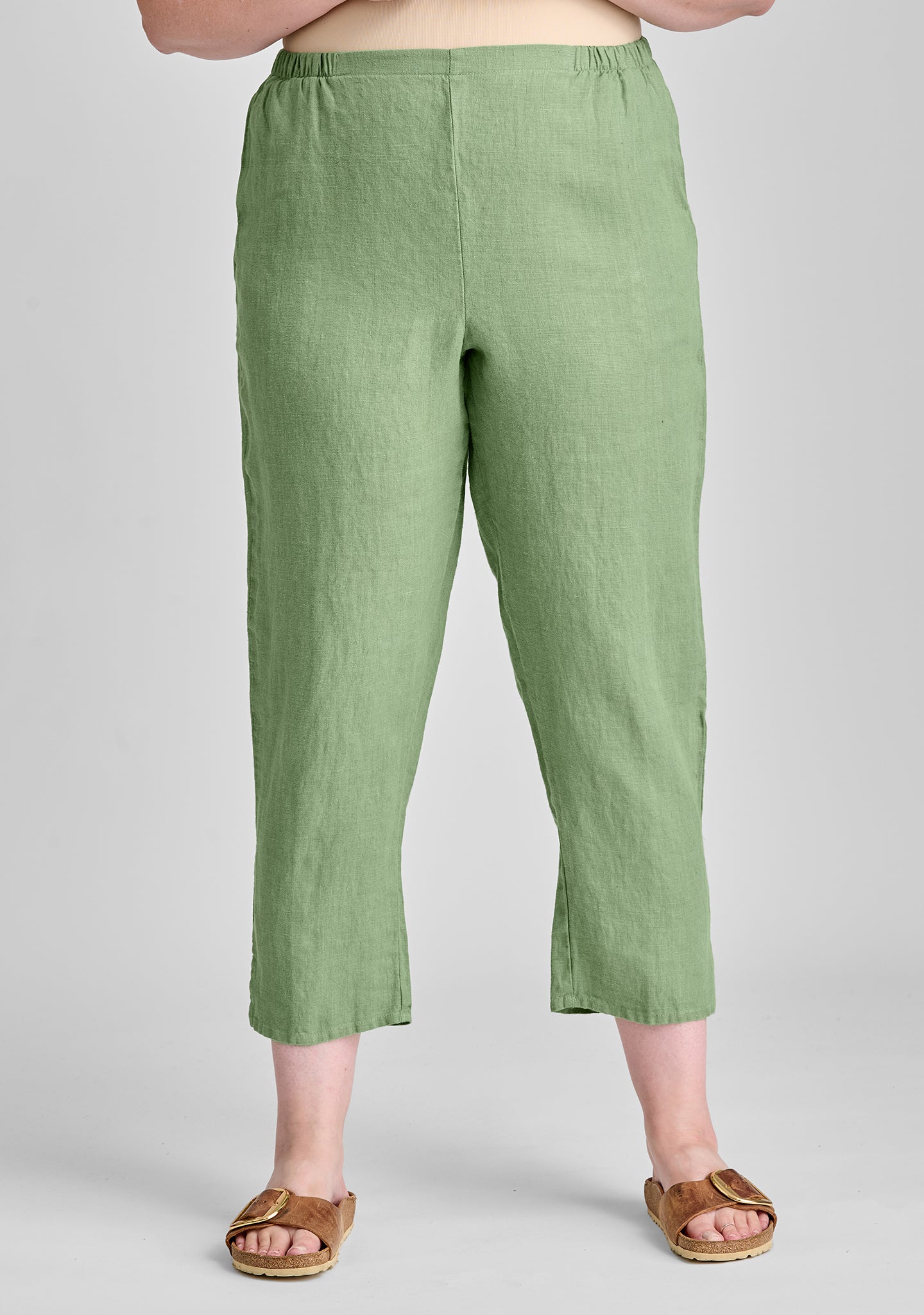pocketed ankle pant linen pants green