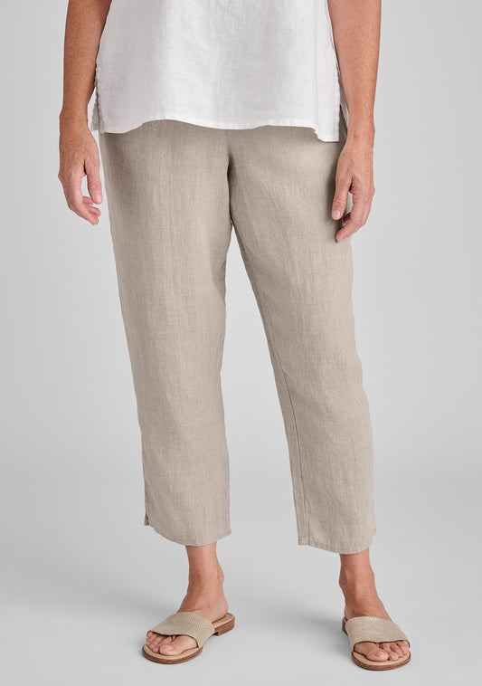 pocketed ankle pants linen pants natural