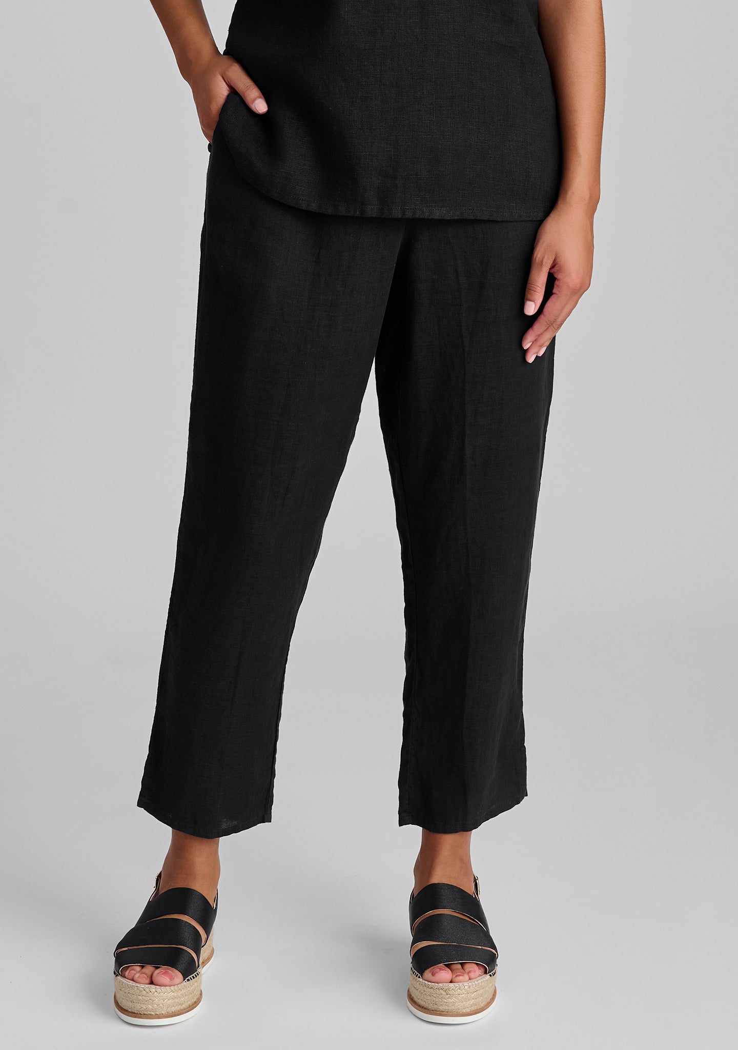 Pocketed Ankle Pants Women s Linen Clothing