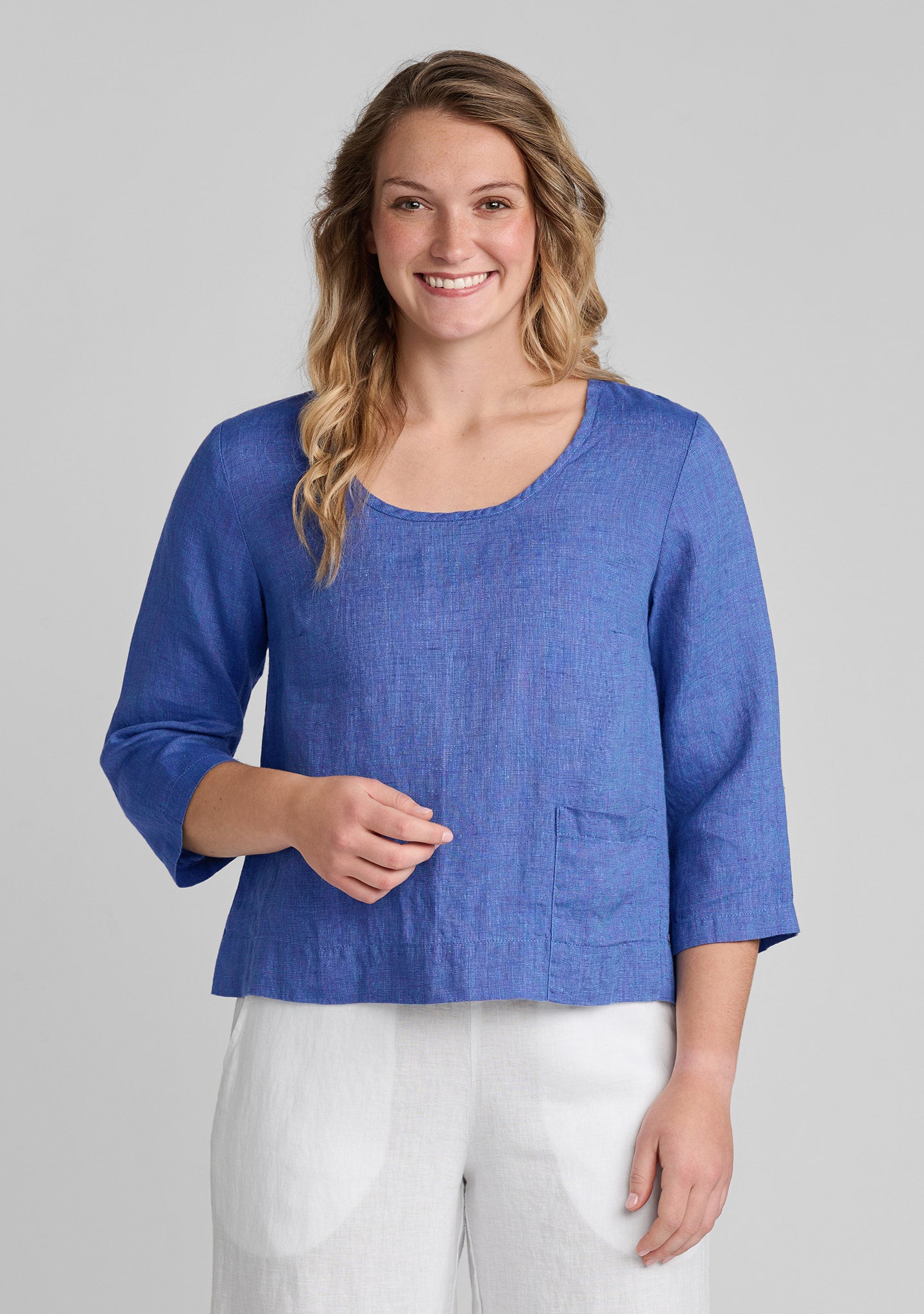 Pocketed Linear - Linen Pullover - Ocean Yarn Dye