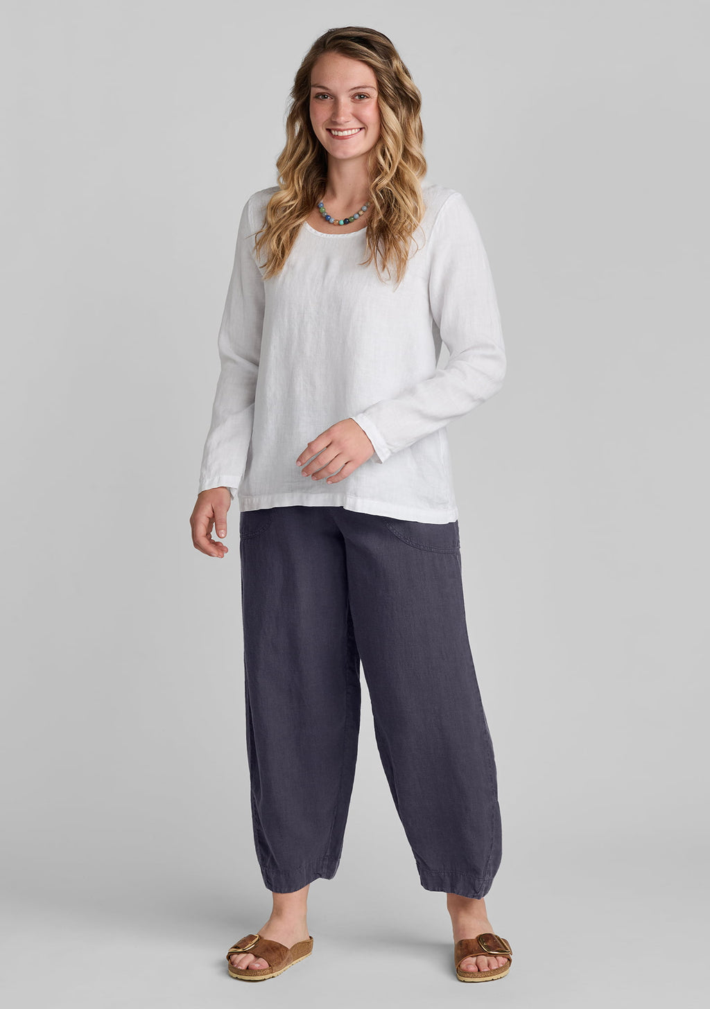 pure top long sleeve linen shirt details